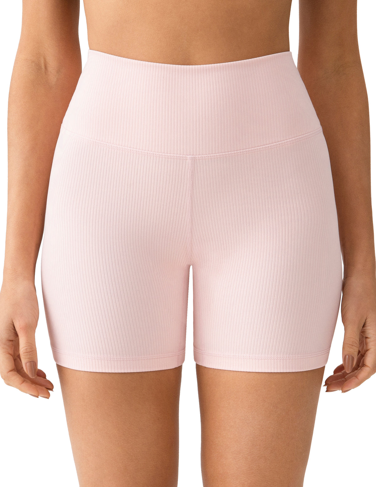6’’ High Waisted Ribbed Biker Shorts - #color_ Pink Sude / XS