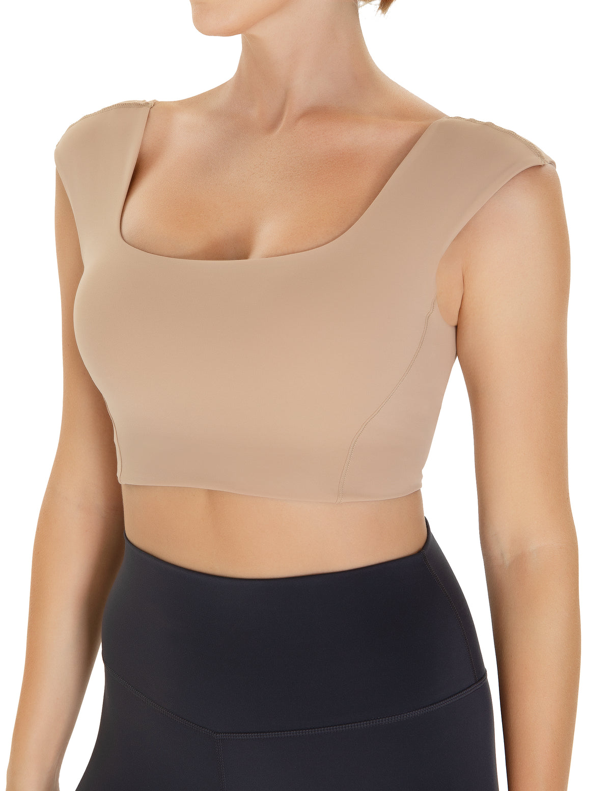 Women’s Square Neck Twist Back Cropped Sports Bra - #color_