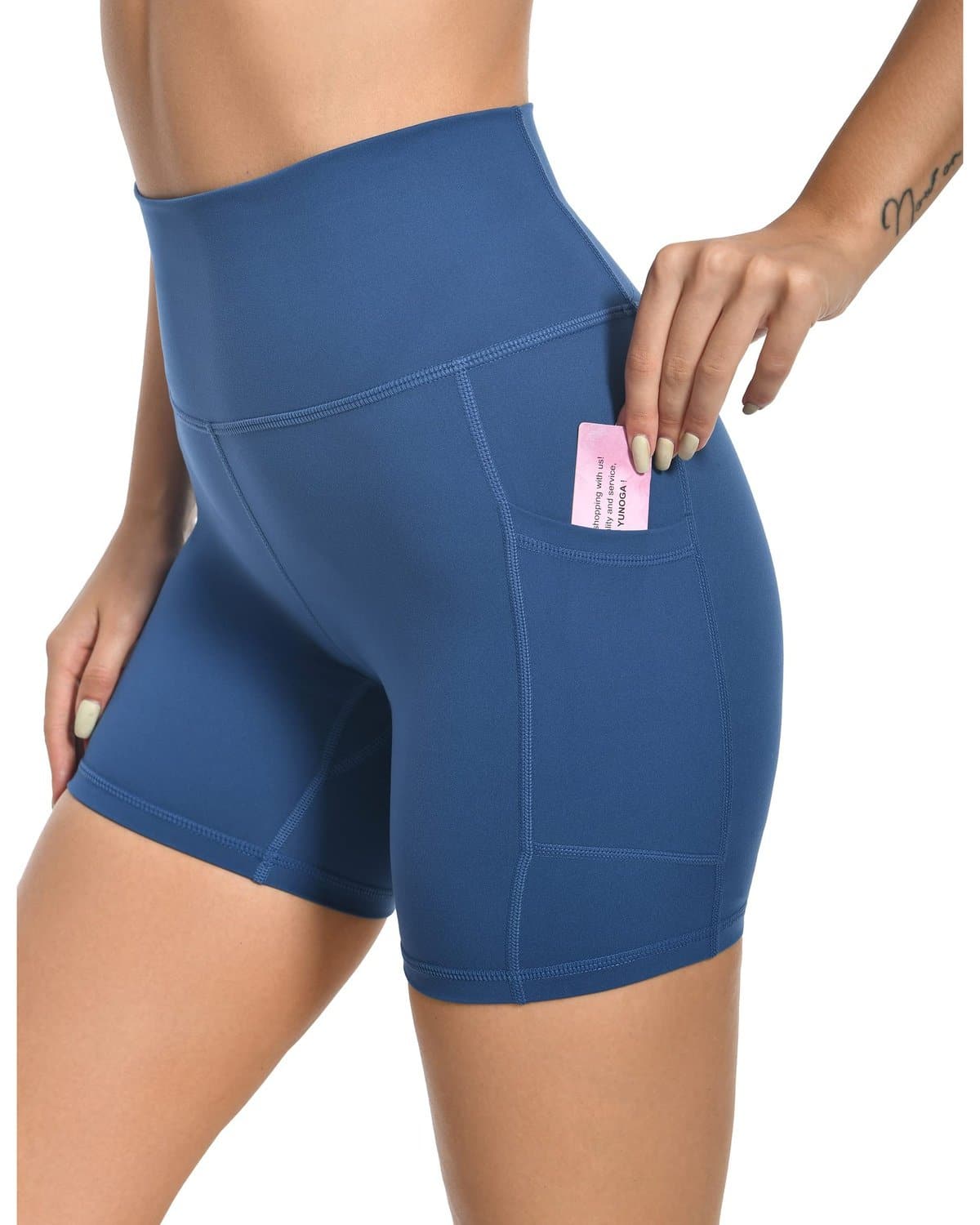 6’’ Biker Shorts with Pockets - blue athletic shorts pockets #color_ Blue Pansy / XS