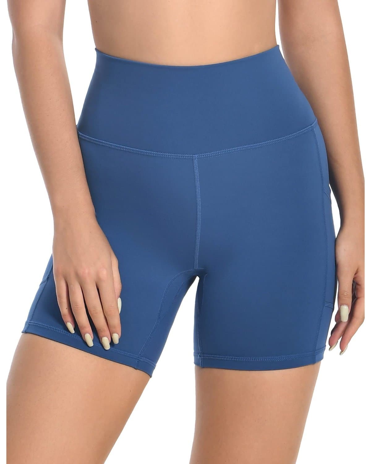 6’’ Biker Shorts with Pockets - blue athletic shorts #color_