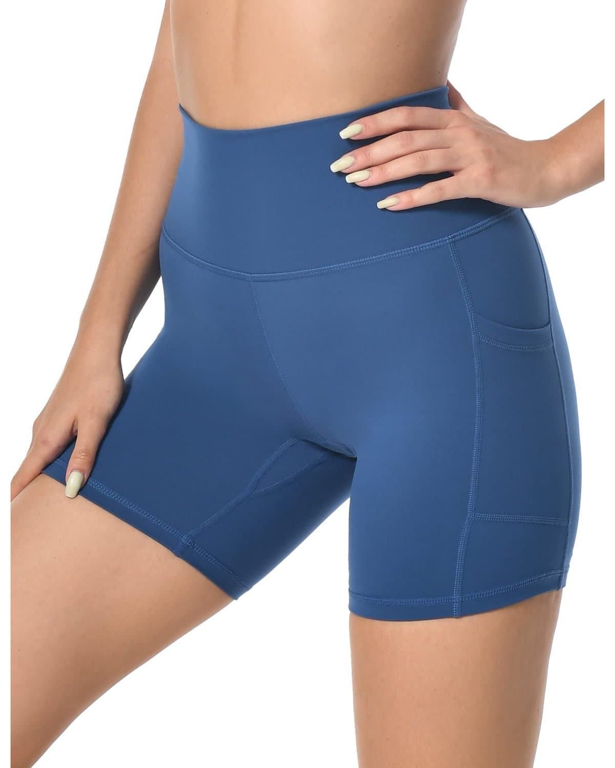 6’’ Biker Shorts with Pockets - blue athletic shorts pockets #color_
