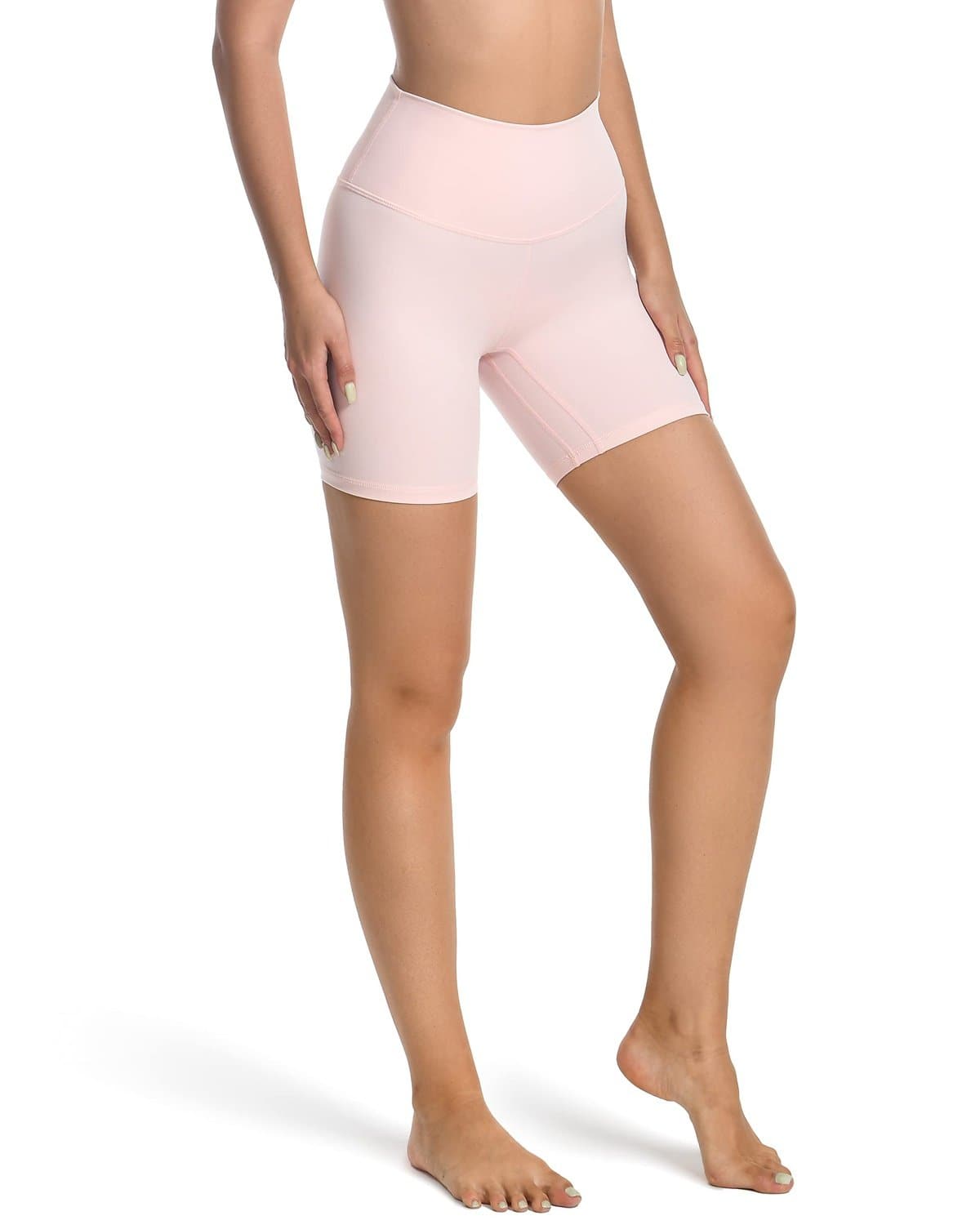 6’’ High Waisted Athletic Shorts - light pink high-waisted biker shorts #color_