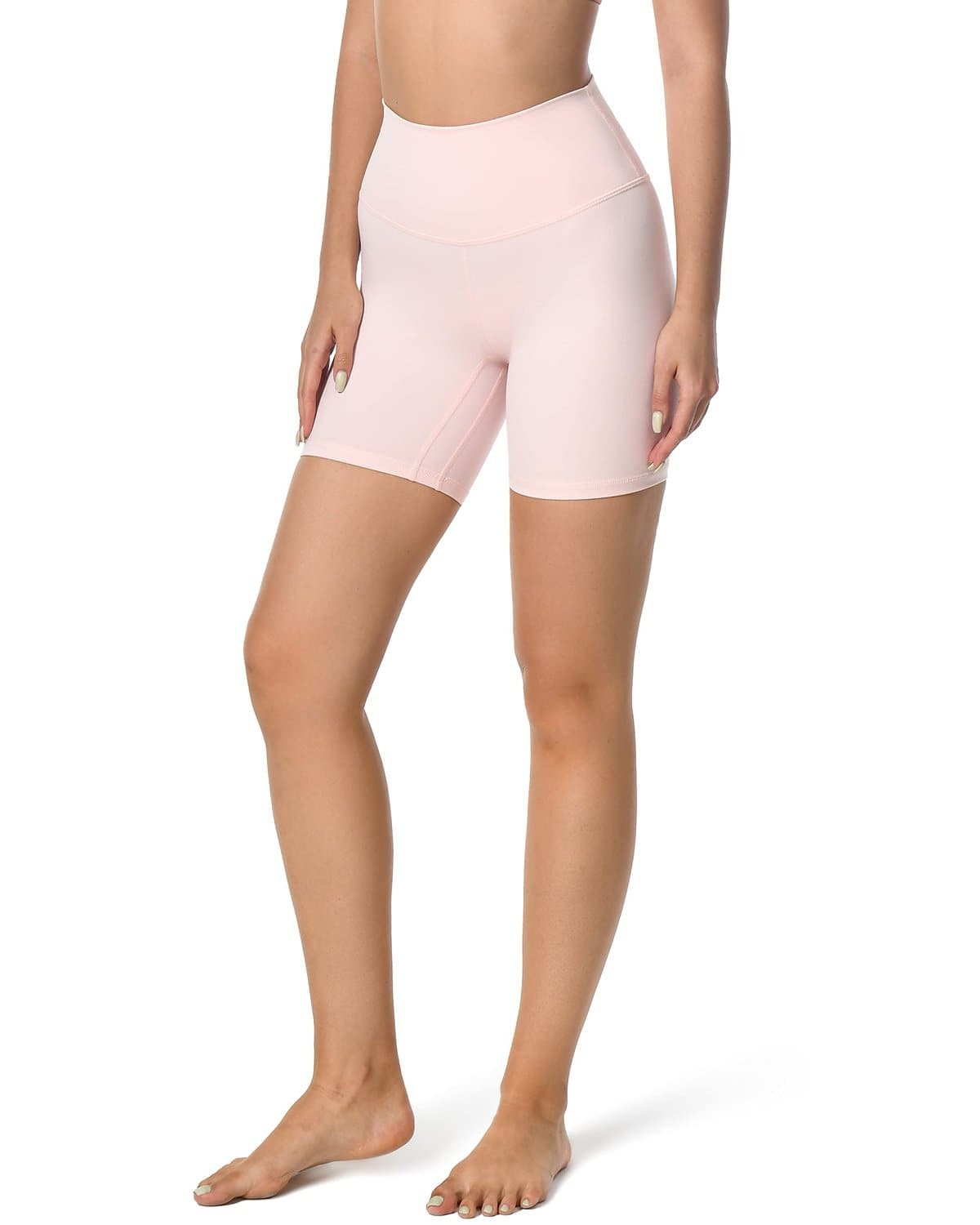 6’’ High Waisted Athletic Shorts - pink high-waisted biker shorts #color_