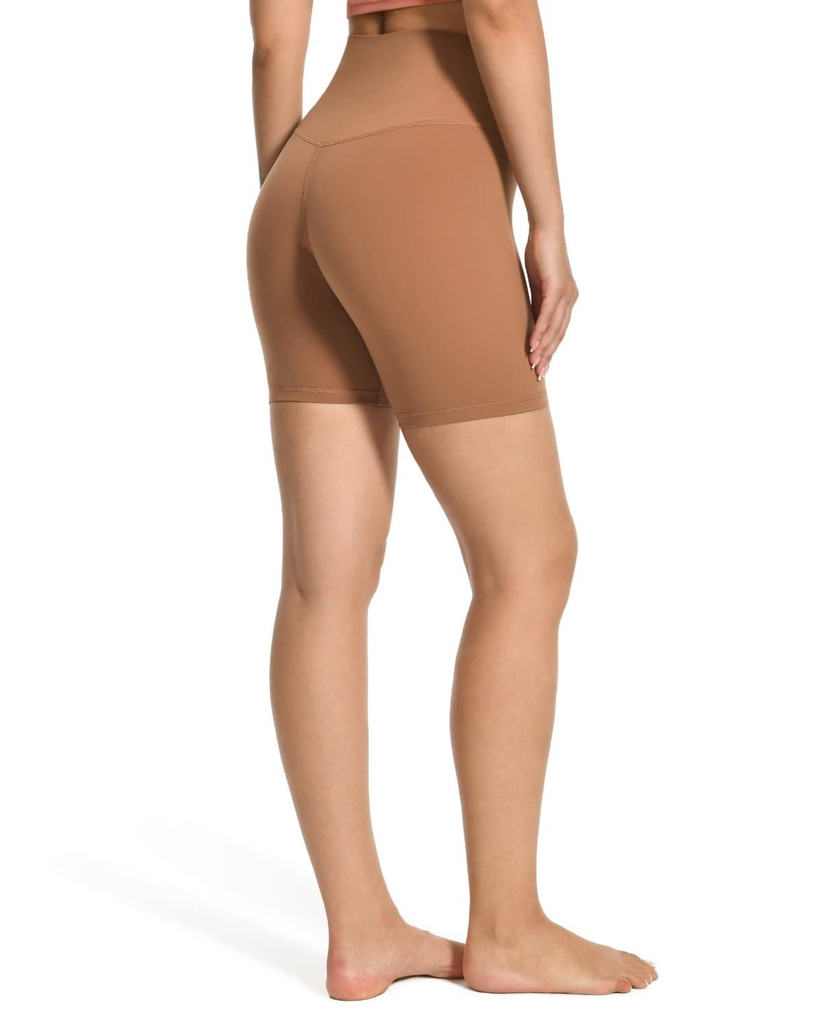 6’’ High Waisted Athletic Shorts - tan high-waisted biker shorts #color_