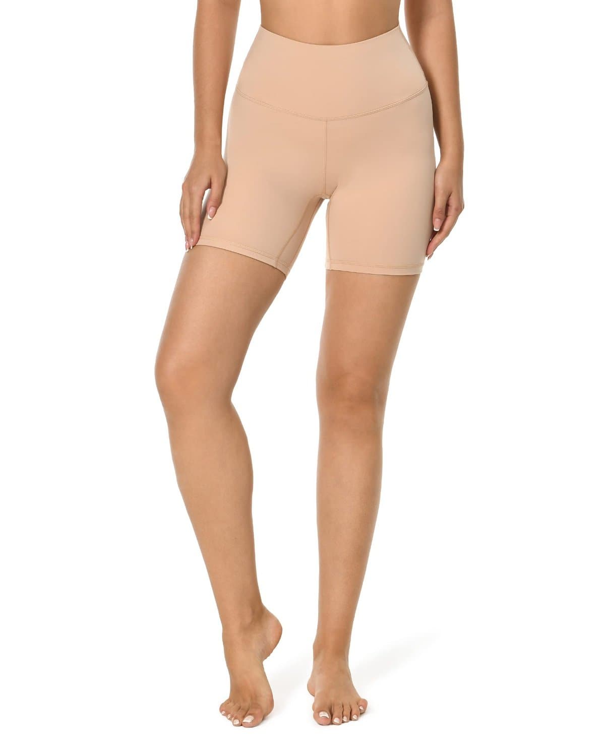 6’’ High Waisted Athletic Shorts - beige high-waisted biker shorts #color_