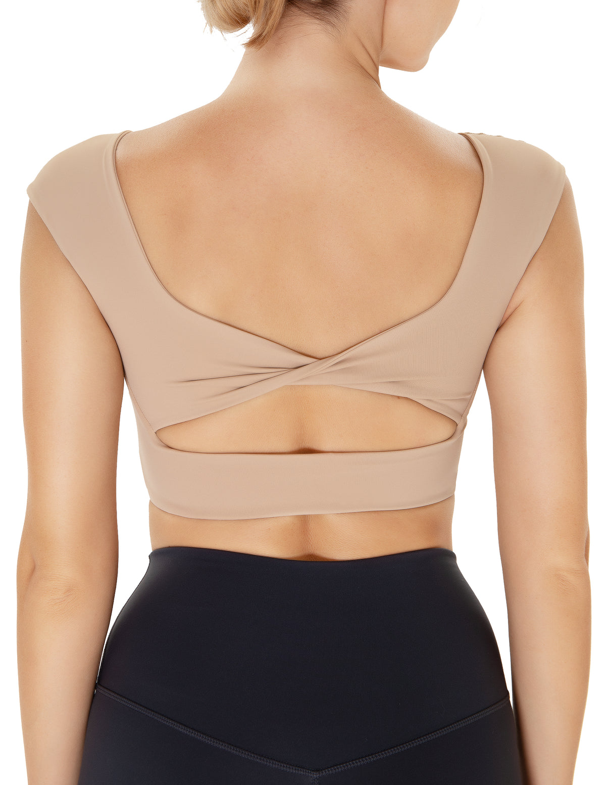 Women’s Square Neck Twist Back Cropped Sports Bra - #color_