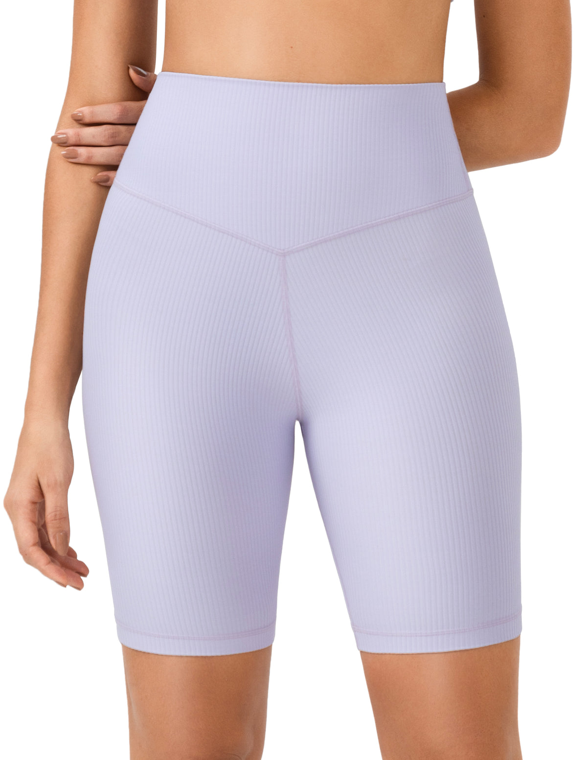 8042 - 8 High Waisted Ribbed Biker Shorts Yoga Tights - Woman Athletic Wear