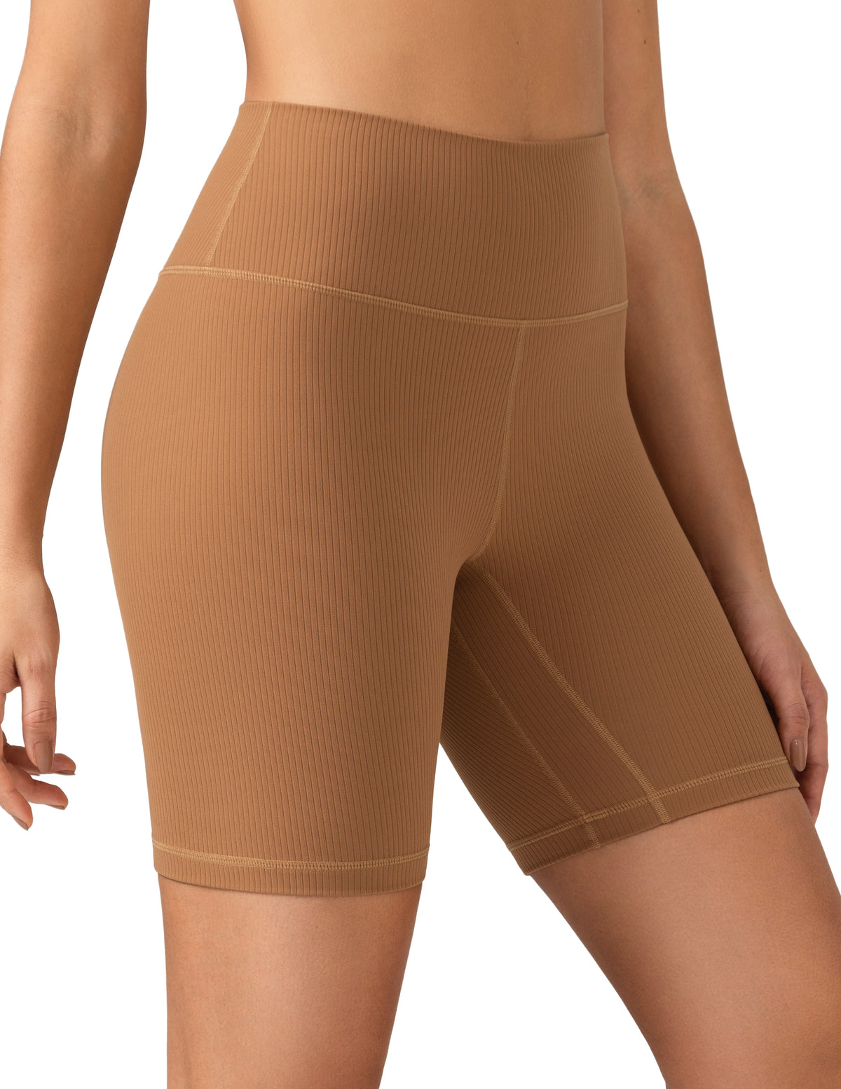 8042 - 8 High Waisted Ribbed Biker Shorts Yoga Tights - Woman Athletic Wear