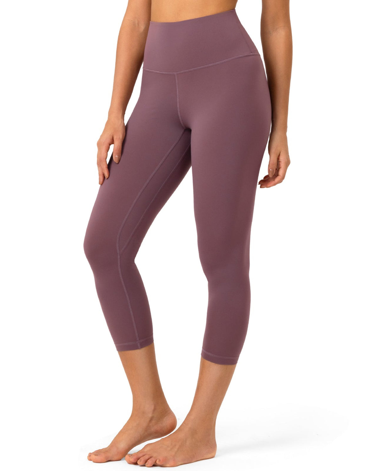 8906 - 21’’ High Waisted Capris Yoga Leggings - cropped leggings - Dusty Red