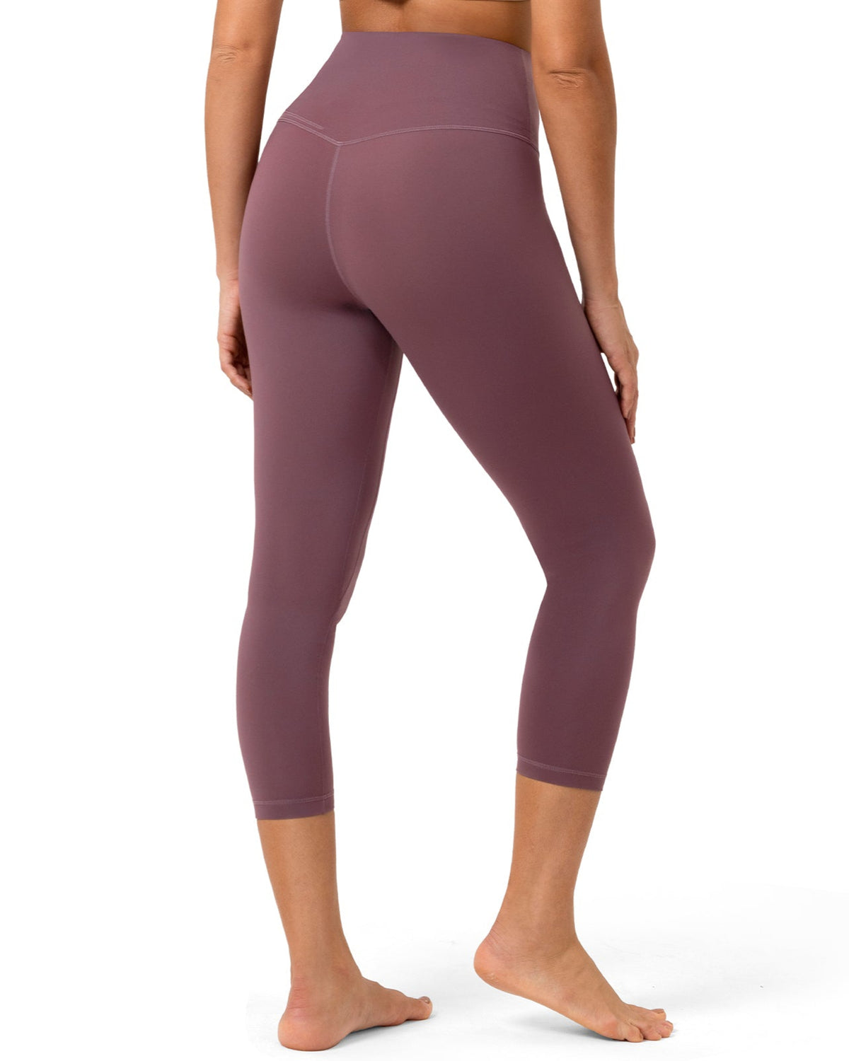 8906 - 21’’ High Waisted Capris Yoga Leggings - cropped leggings - Dusty Red
