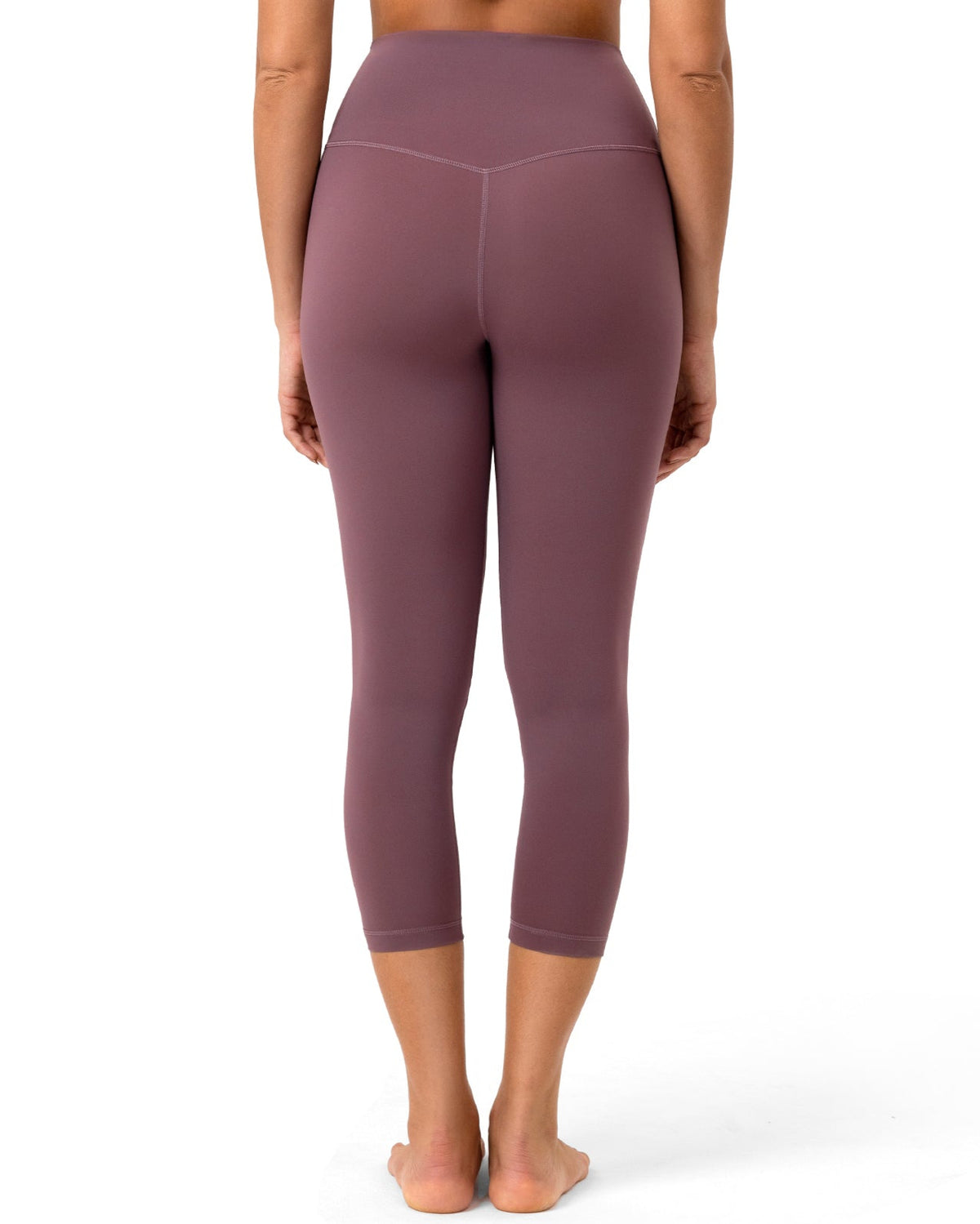 8906 - 21’’ High Waisted Capris Yoga Leggings - cropped leggings - Dusty Red