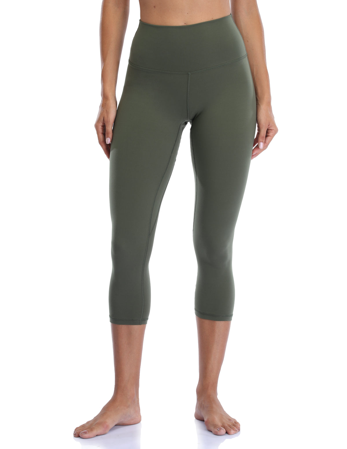 21’’ High Waisted Capris - olive green capri leggings #color_ Army Green
