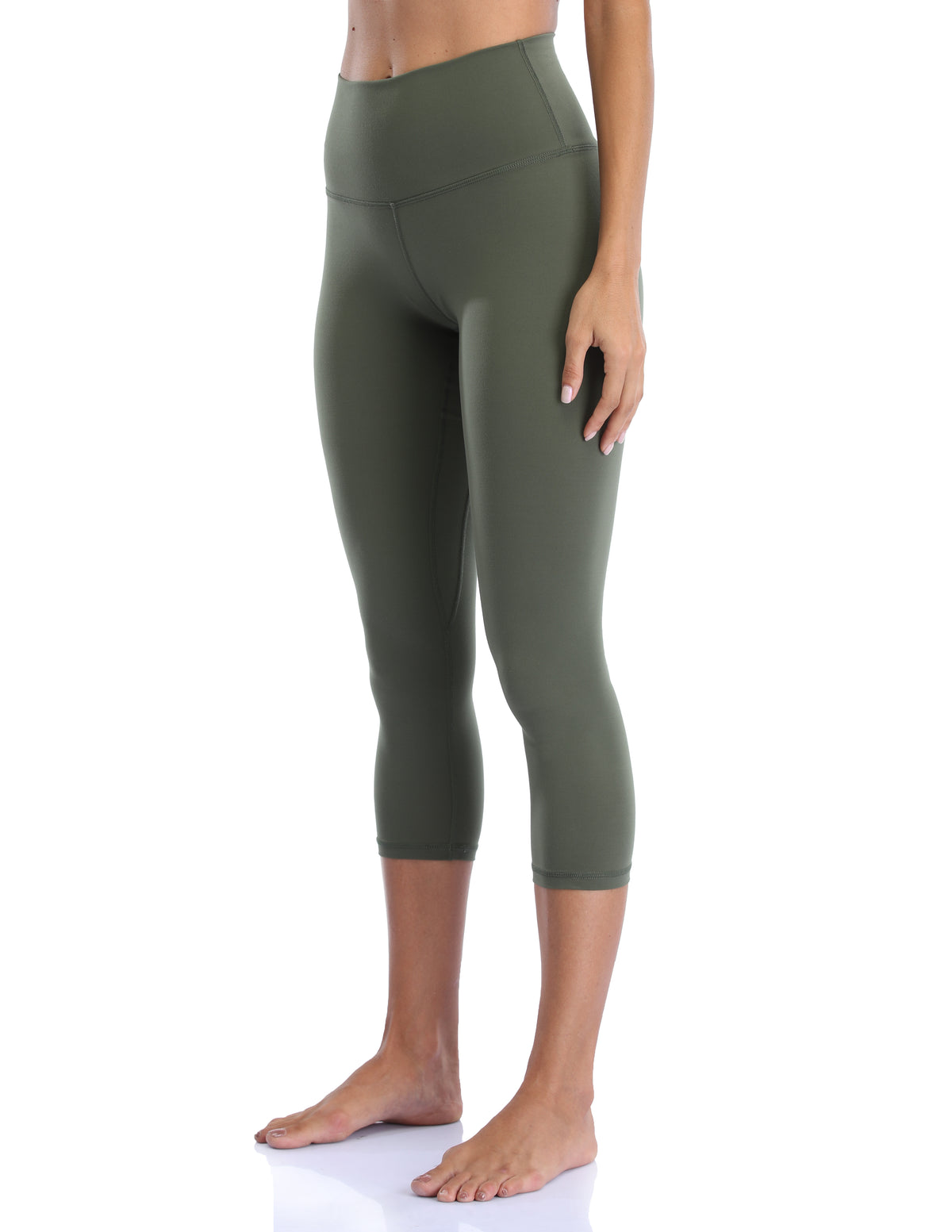 21’’ High Waisted Capris - olive green capri leggings #color_ Army Green