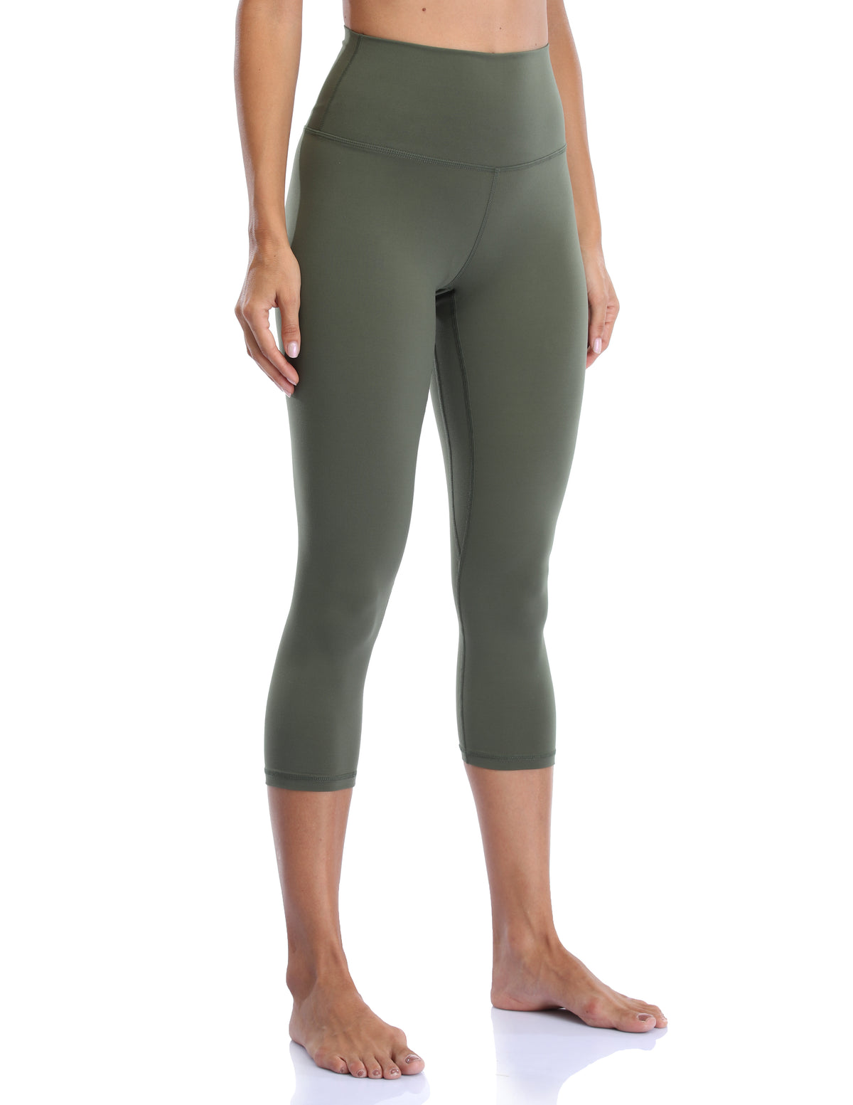 21’’ High Waisted Capris - olive green capri leggings #color_ Army Green