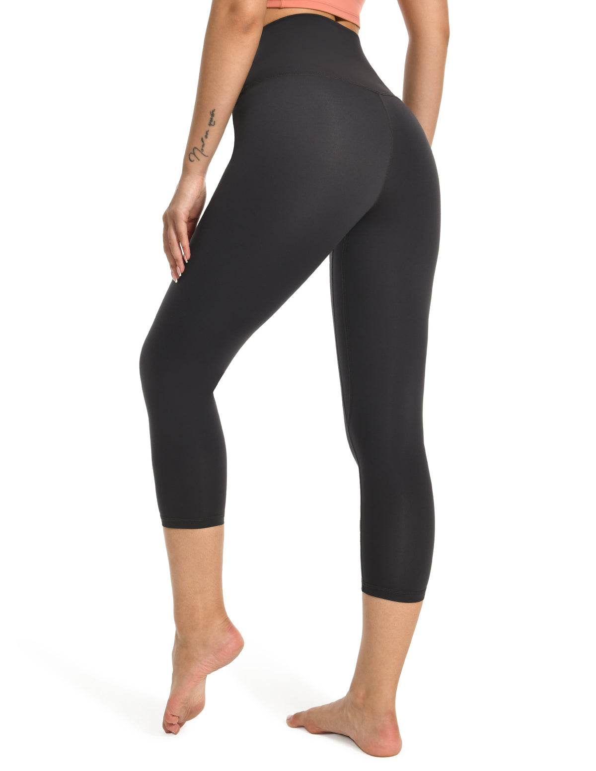 8906 - yunoga 21" High Waisted Capri Leggings – Buttery Soft & Supportive - charcoal grey