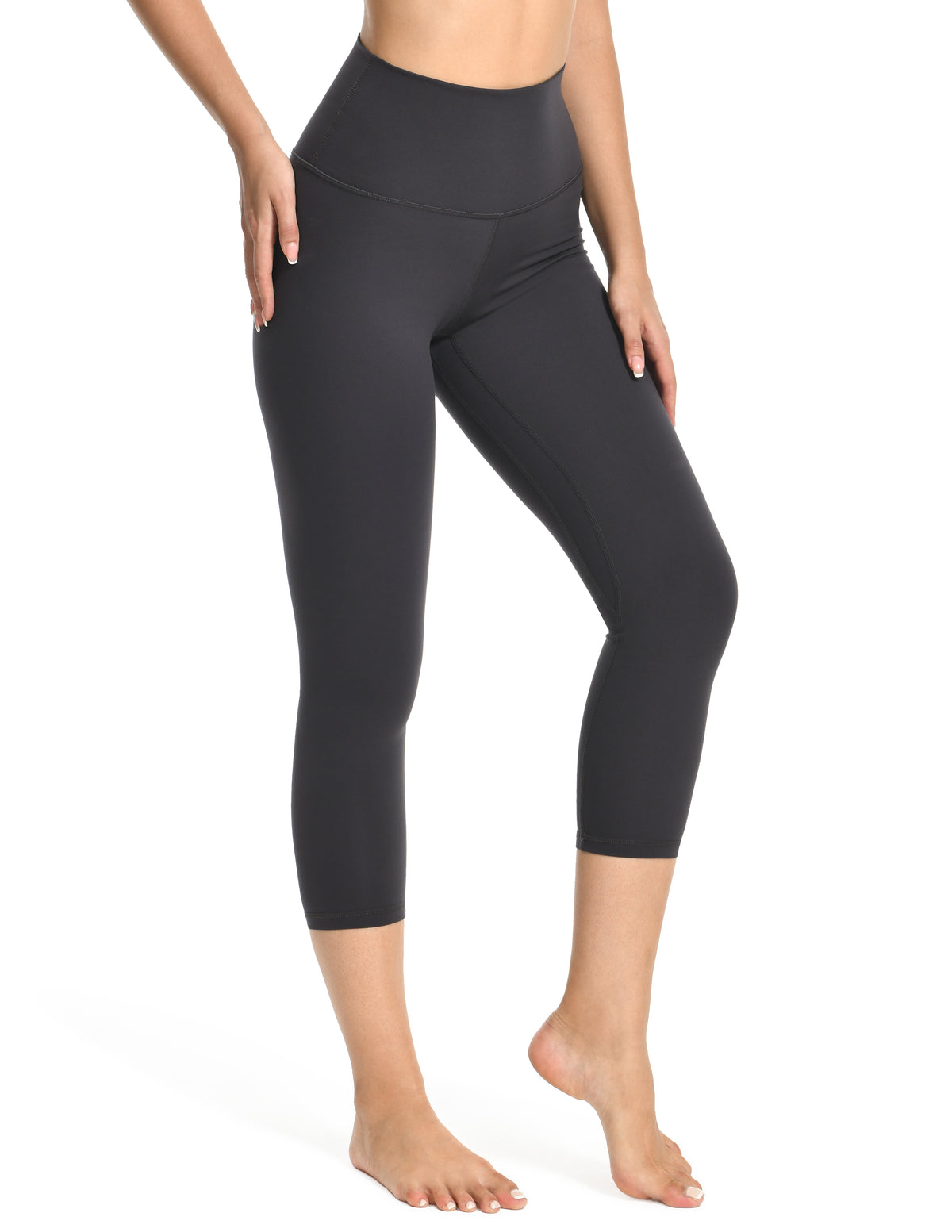 8906 - yunoga 21" High Waisted Capri Leggings – Buttery Soft & Supportive - charcoal grey
