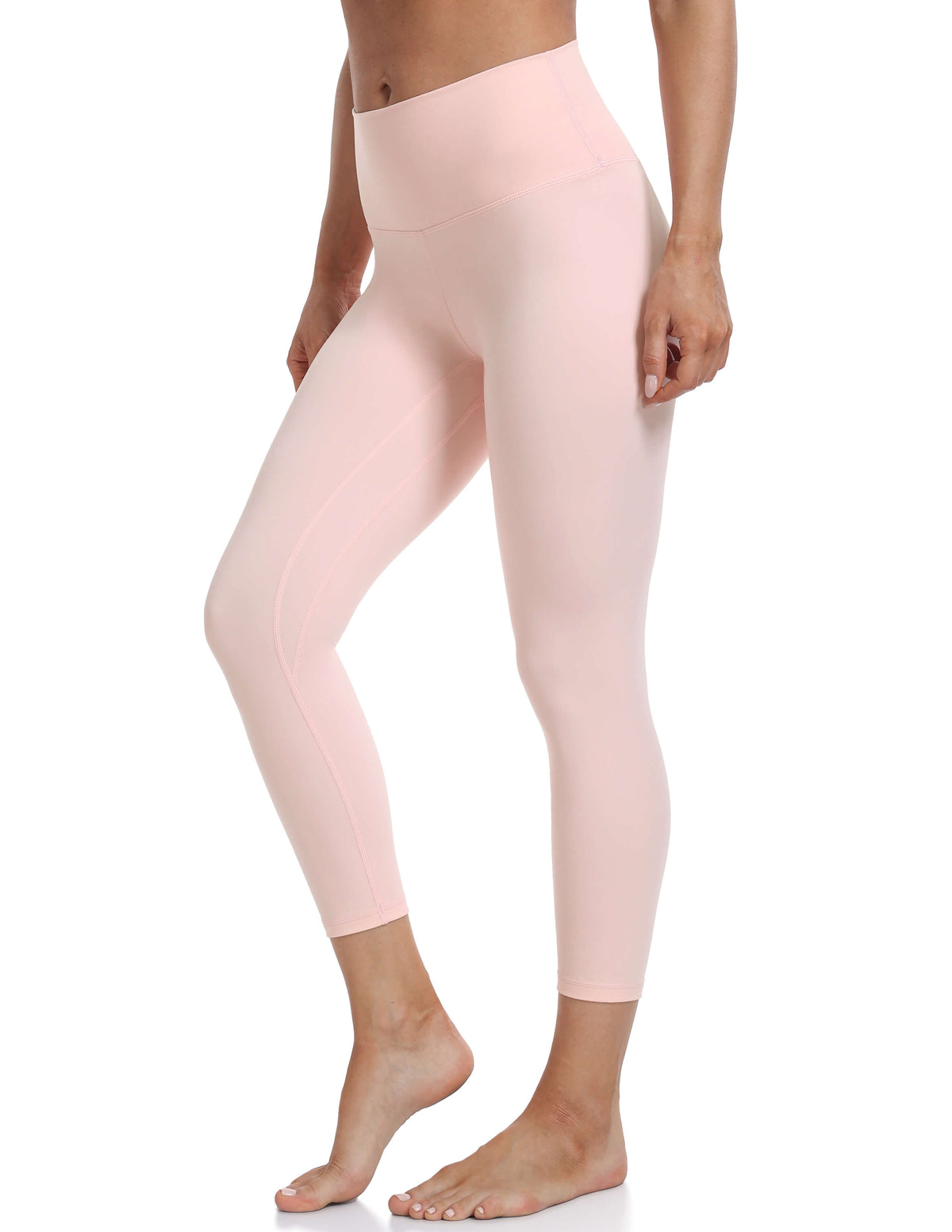 21’’ High Waisted Capris - light pink cropped leggings #color_