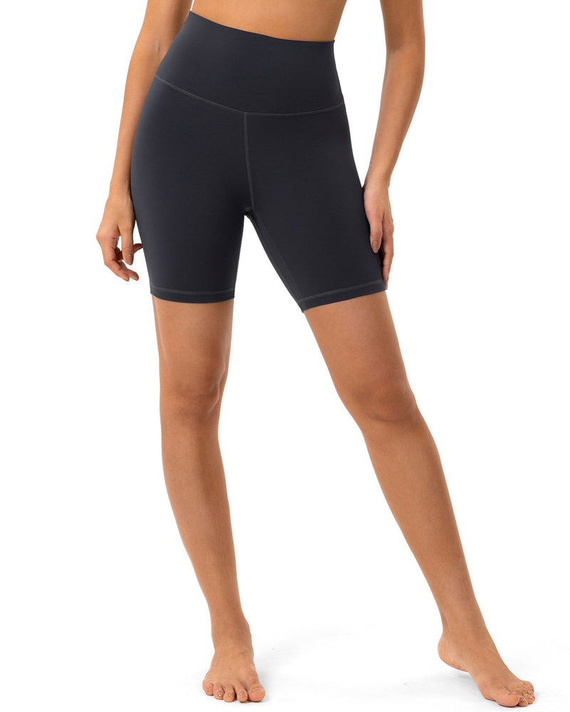 Yoga Shorts Best for Women High Waisted 6 Inch Charcoal Grey | Yunoga