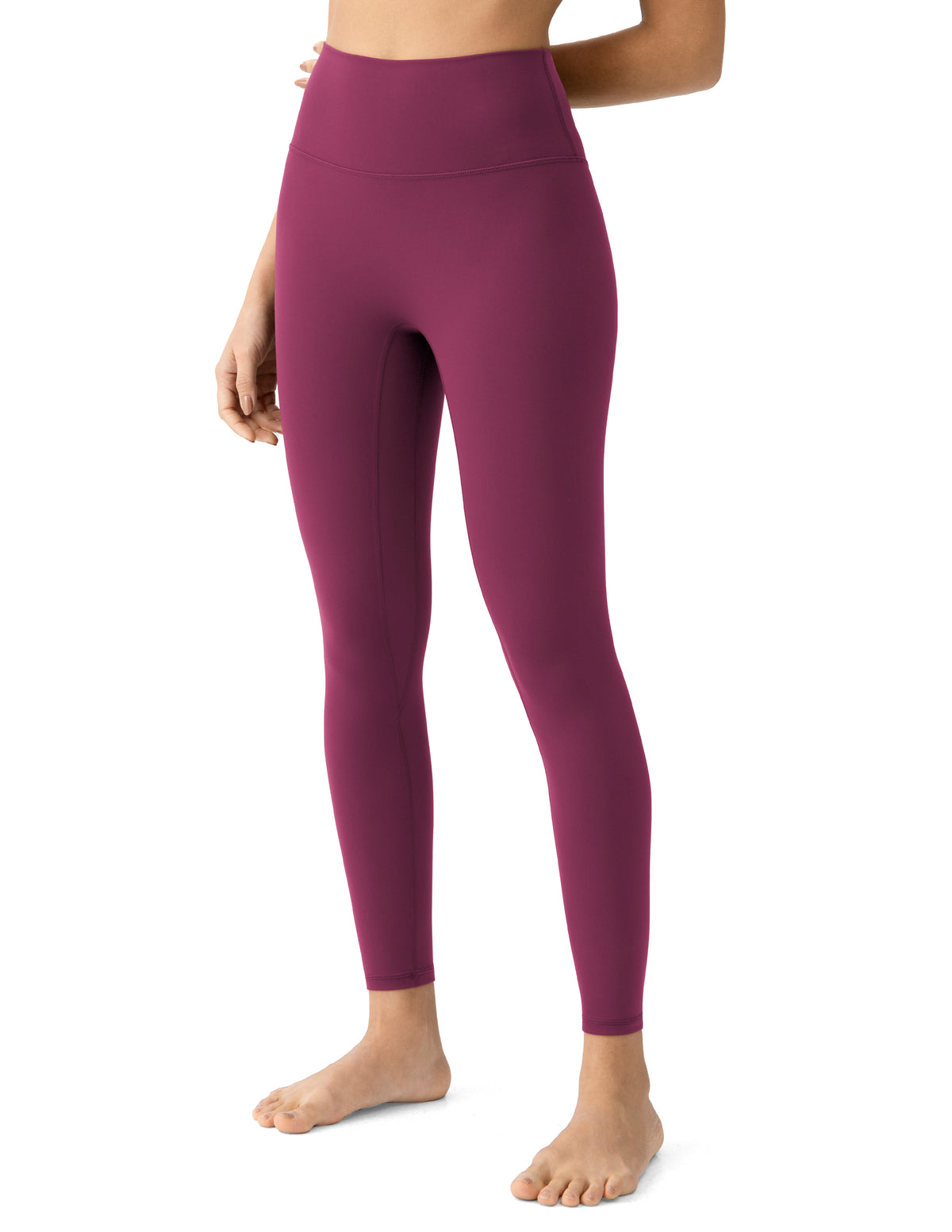 8910-Yunoga 25" High Waisted Seamless Workout Leggings-Red Plum