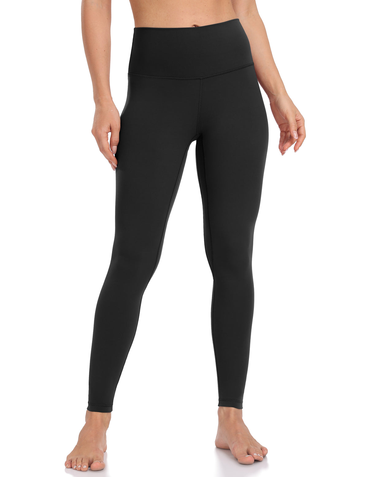 8941-high waisted compression yoga leggings 28 inch inseam squat proof-Black