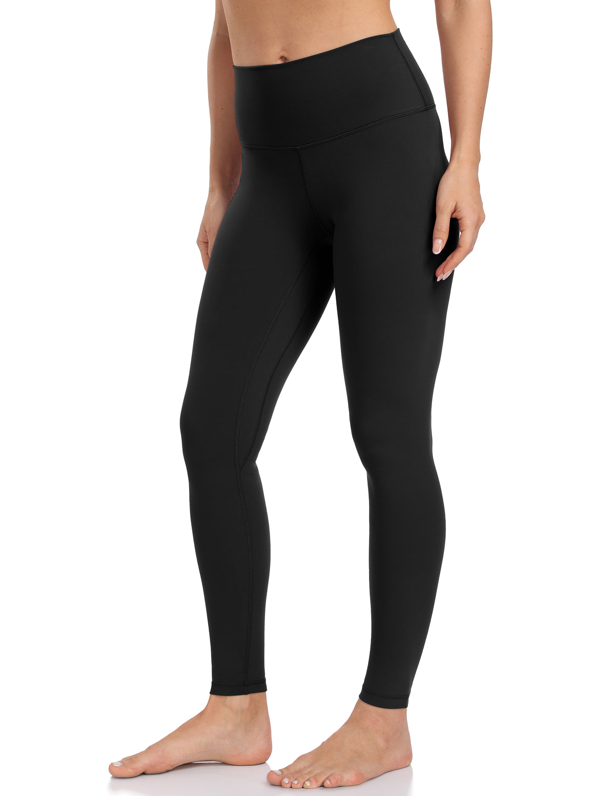 8941-high waisted compression yoga leggings 28 inch inseam squat proof-Black