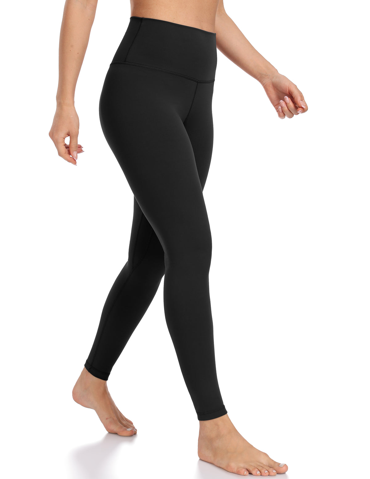 8941-high waisted compression yoga leggings 28 inch inseam squat proof-Black