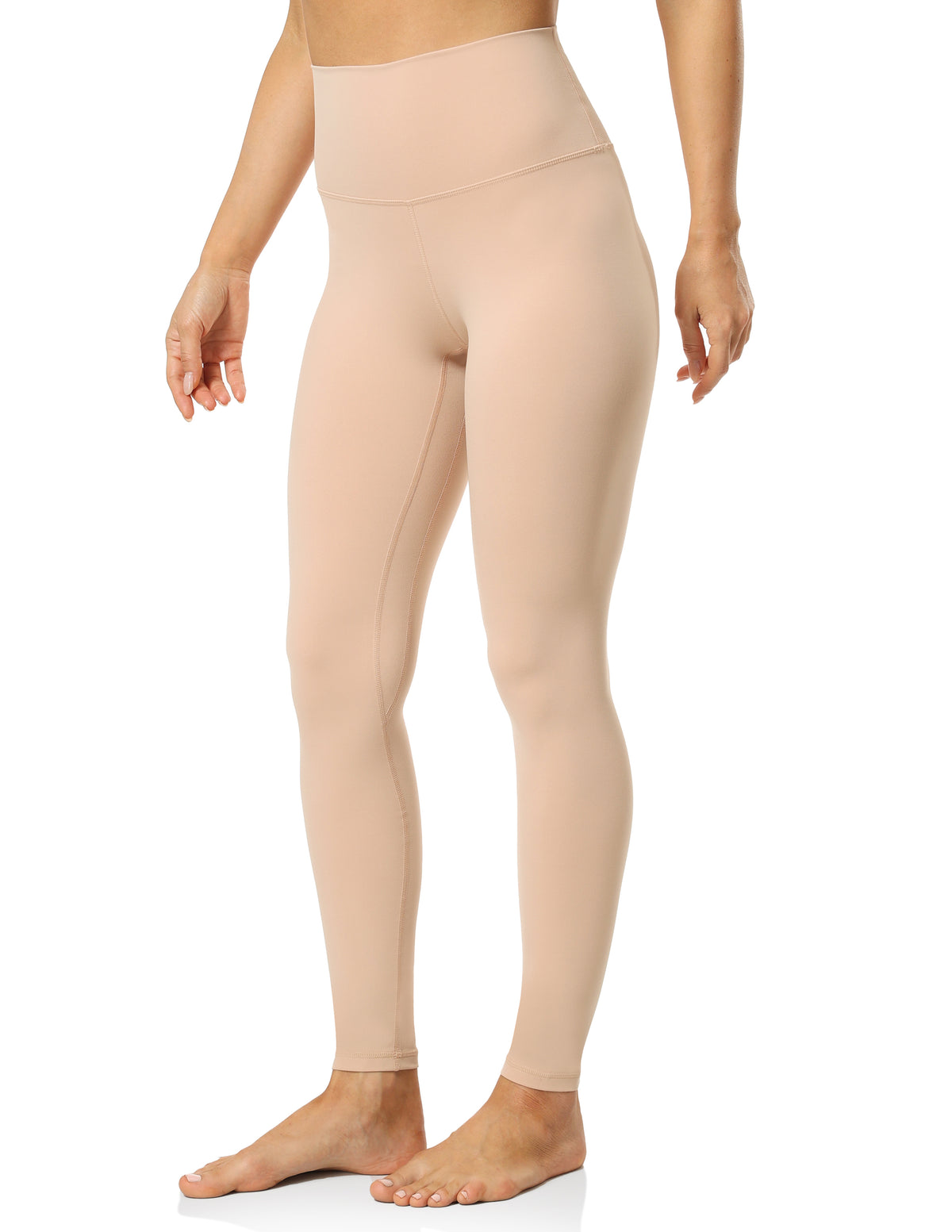 8941-high waisted compression yoga leggings 28 inch inseam squat proof-Sand
