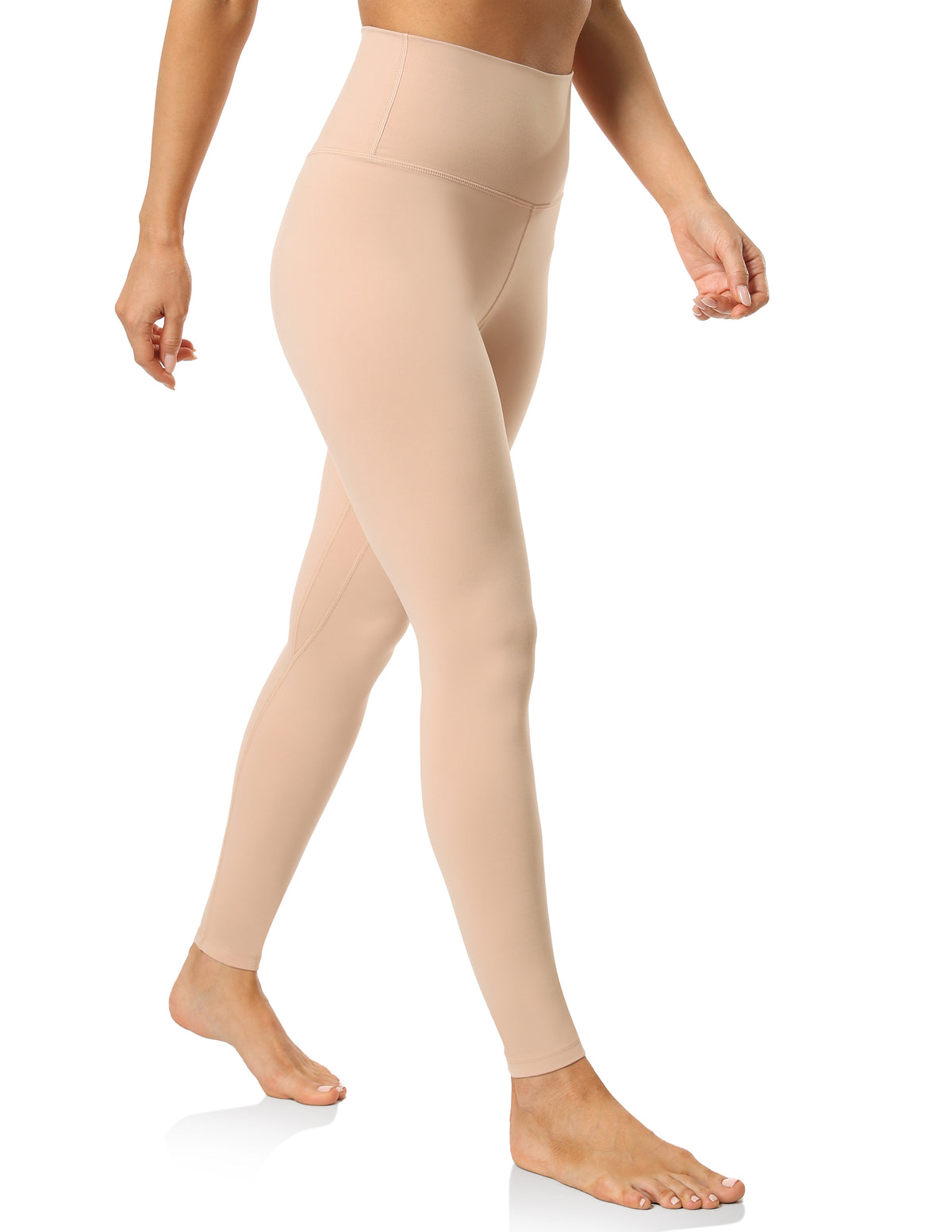8941-high waisted compression yoga leggings 28 inch inseam squat proof-Sand