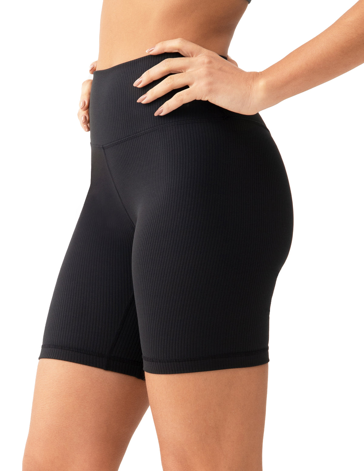8042 - 8’’ High Waisted Ribbed Biker Shorts Yoga Tights
