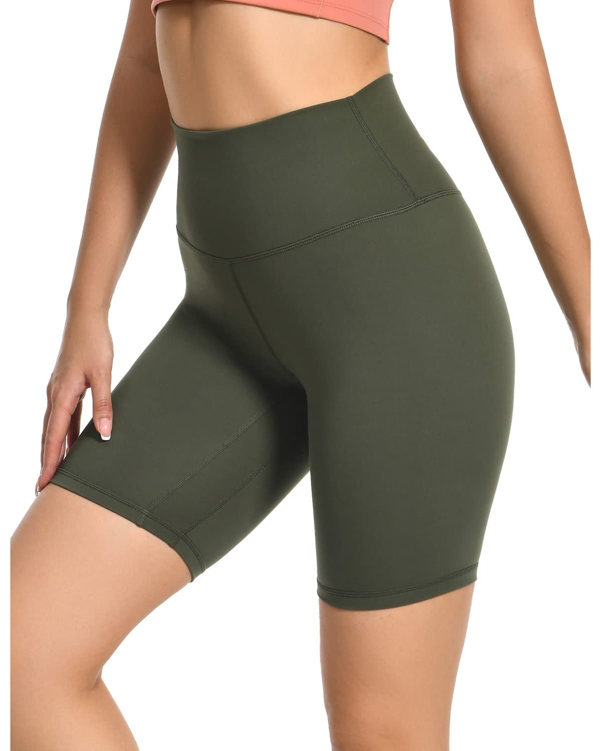 8’’ Athletic Biker Shorts - olive green athletic shorts #color_