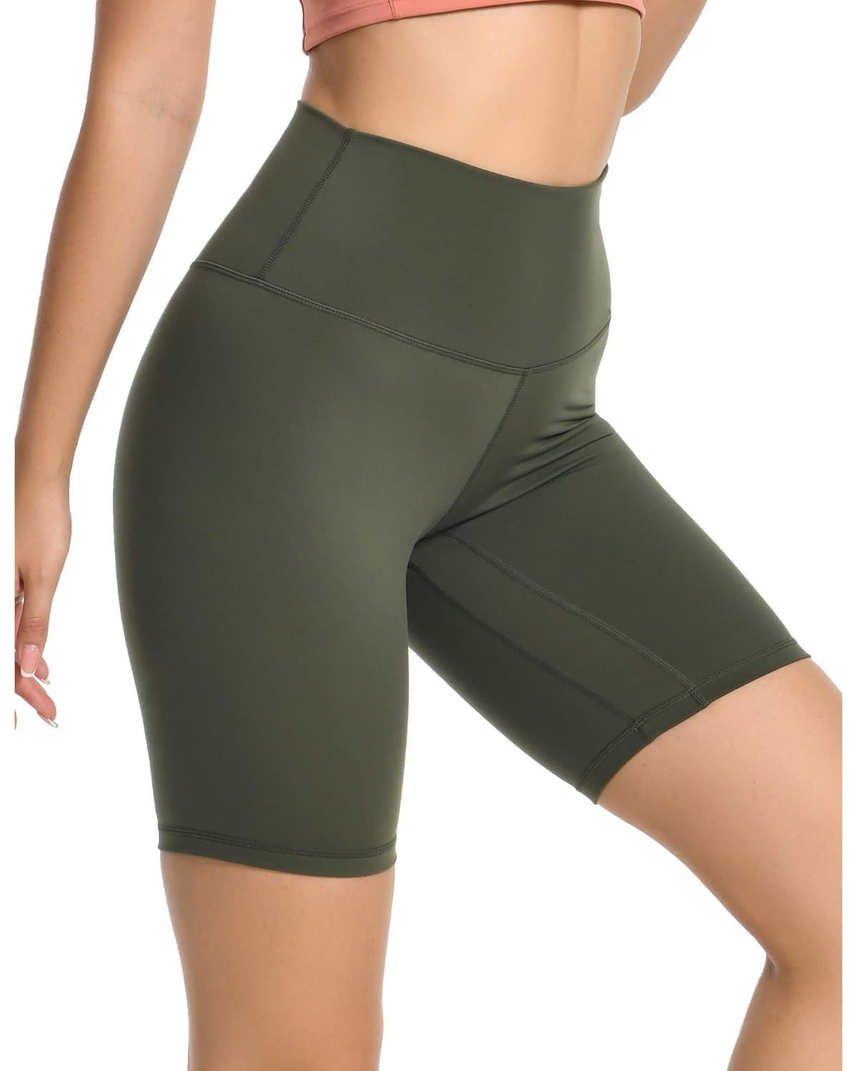 8’’ Athletic Biker Shorts - olive green athletic shorts #color_