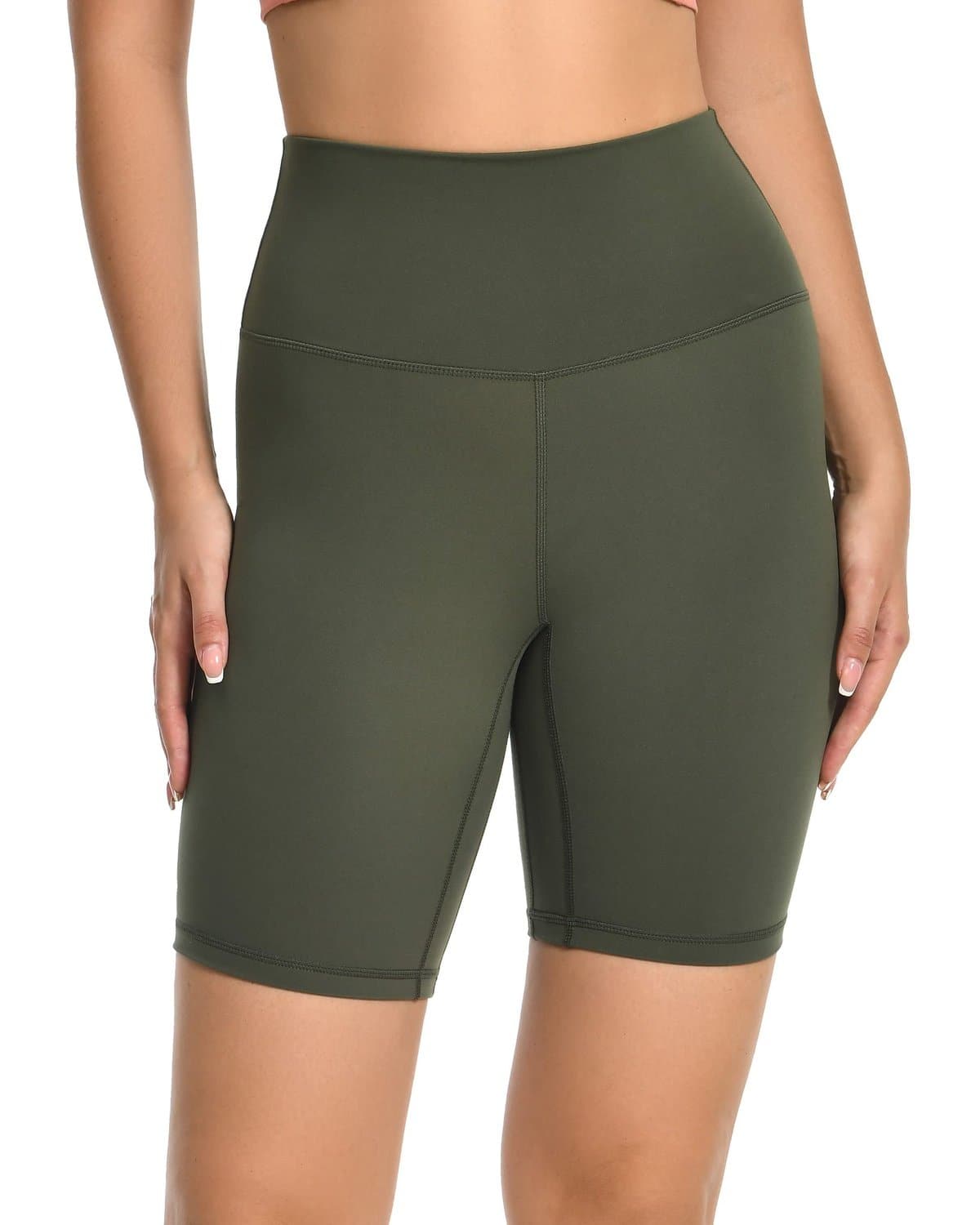 8’’ Athletic Biker Shorts - olive green biker shorts #color_
