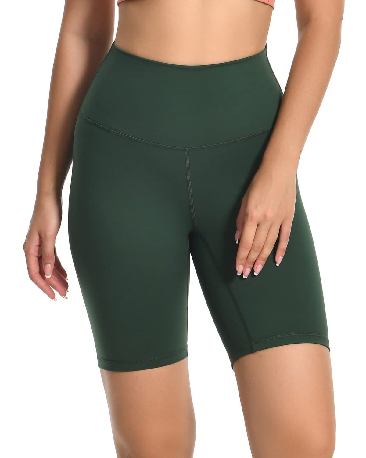 8’’ Athletic Biker Shorts - dark green high-waisted biker shorts #color_ Posy Green / XS