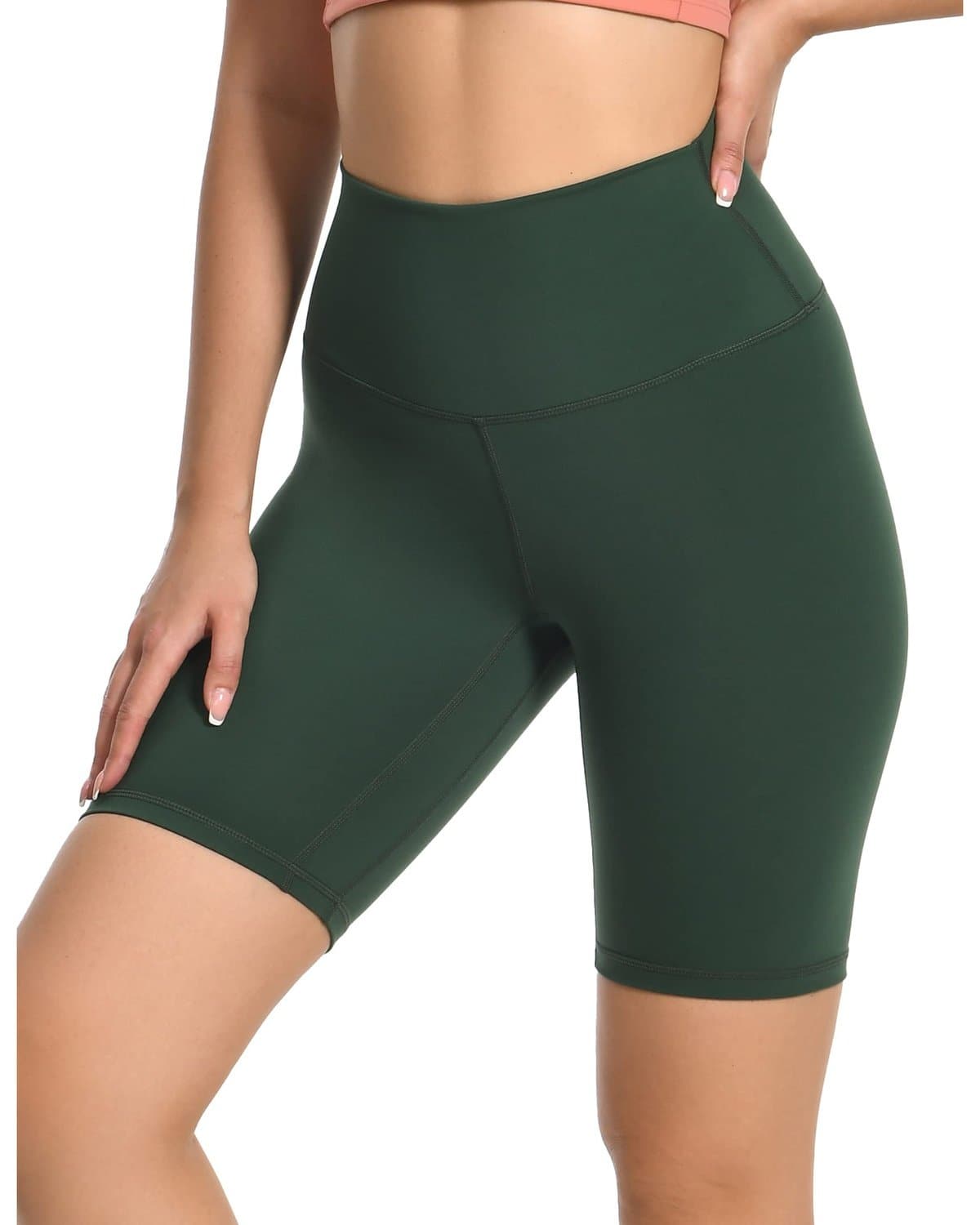 8’’ Athletic Biker Shorts - green high-waisted biker shorts #color_