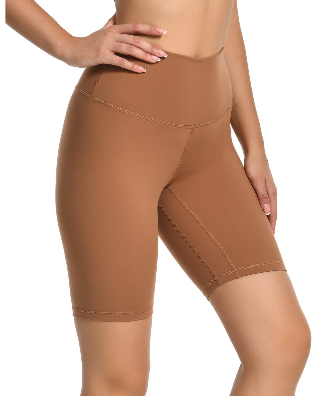 8’’ Athletic Biker Shorts - brown athletic shorts #color_ Roasted Brown / XS
