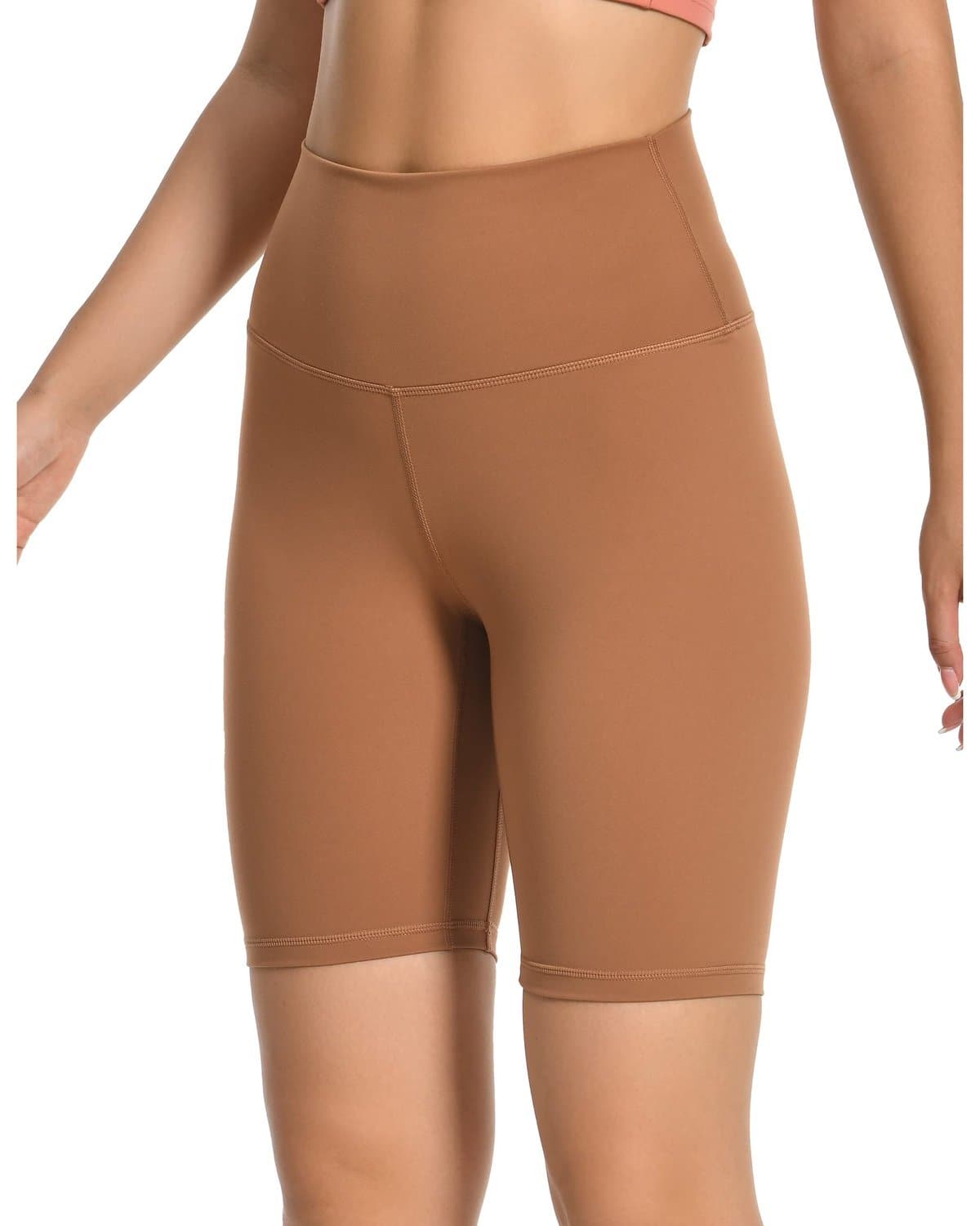 8’’ Athletic Biker Shorts - brown high-waisted athletic shorts #color_