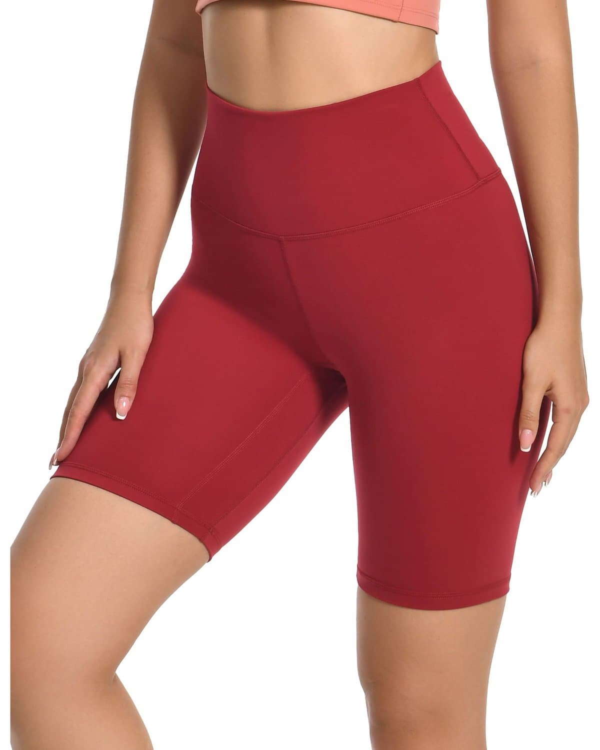 8’’ Athletic Biker Shorts - red athletic shorts #color_ Rose Red / XS
