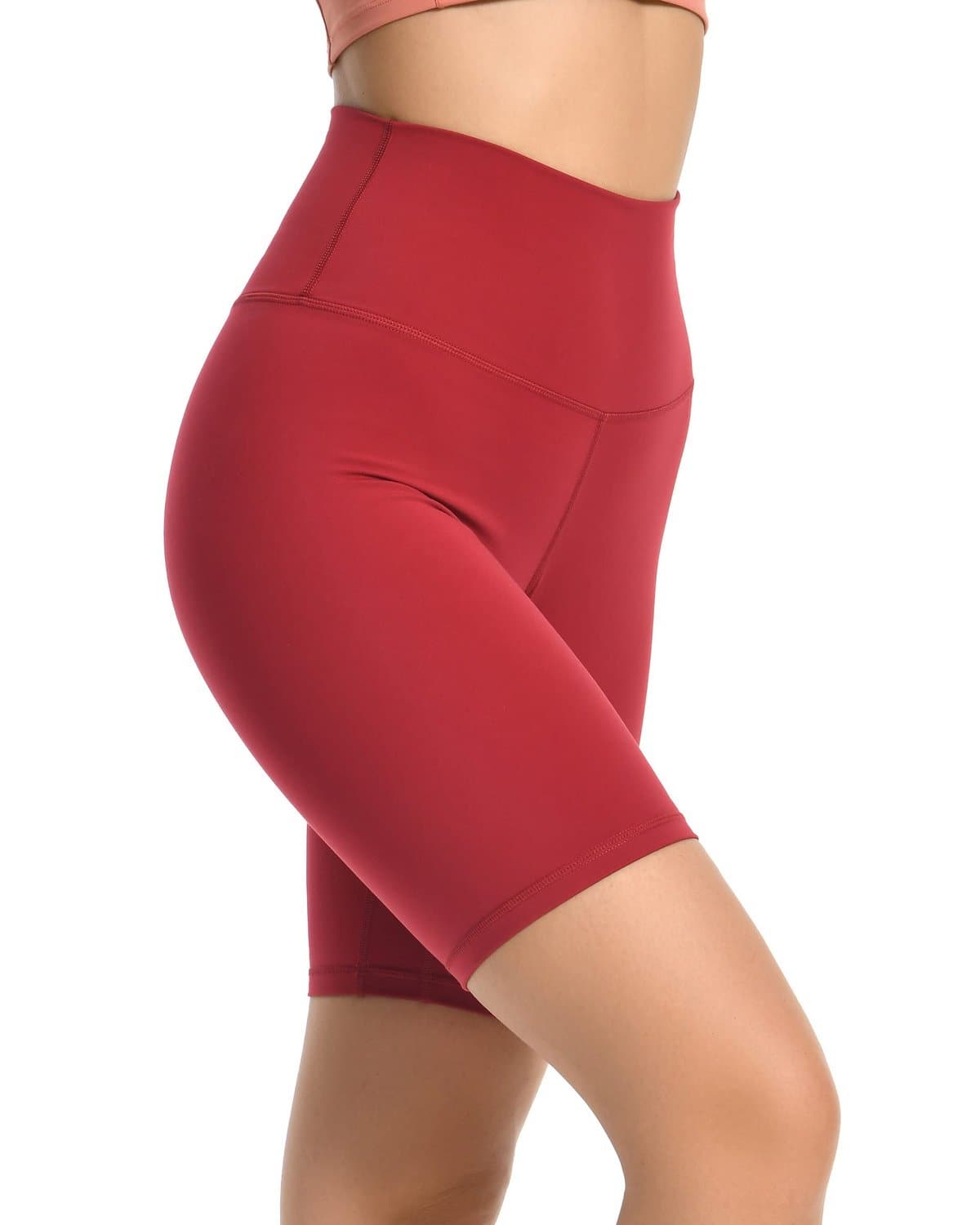 8’’ Athletic Biker Shorts - red high-waisted biker shorts #color_
