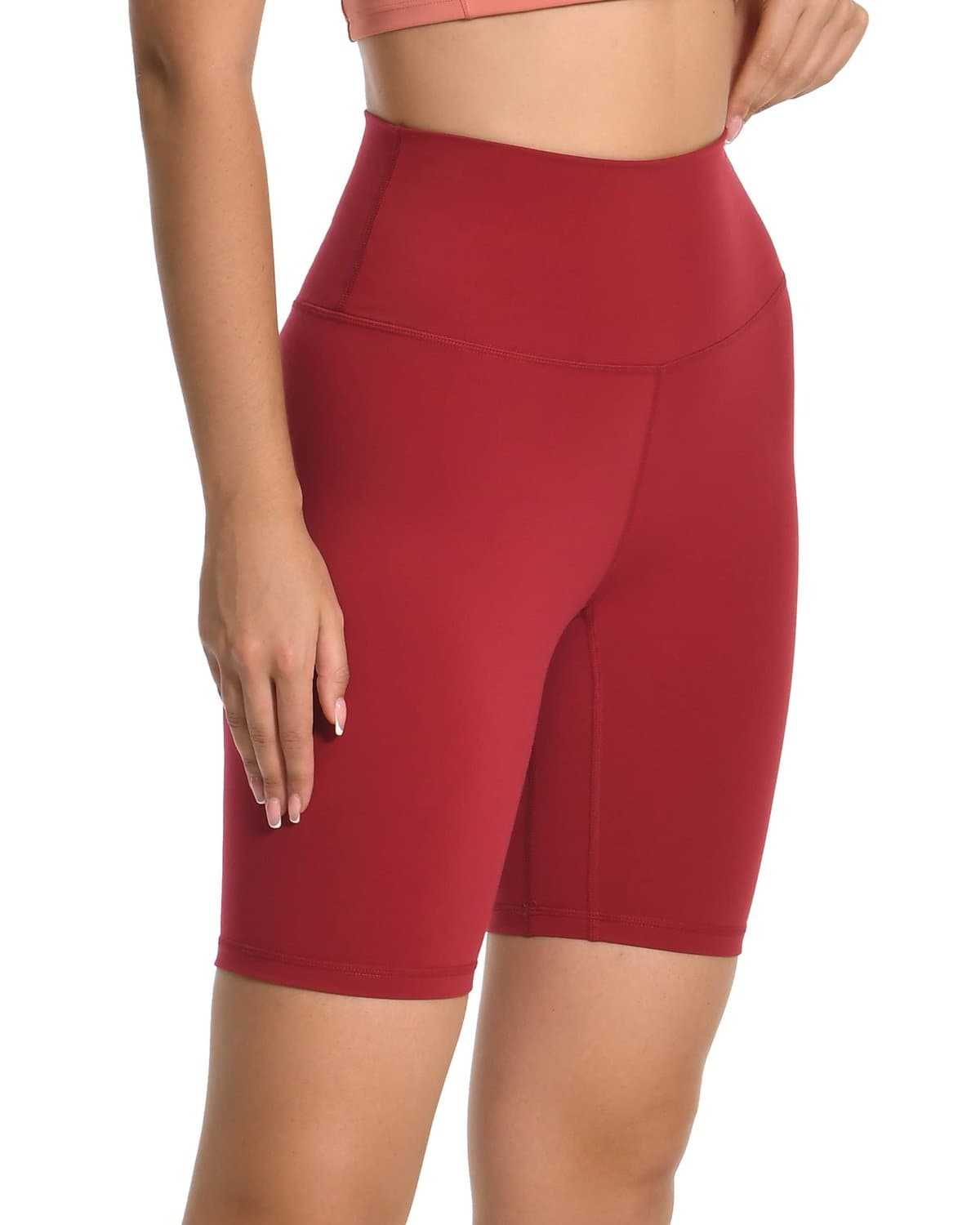 8’’ Athletic Biker Shorts - red high-waisted biker shorts #color_