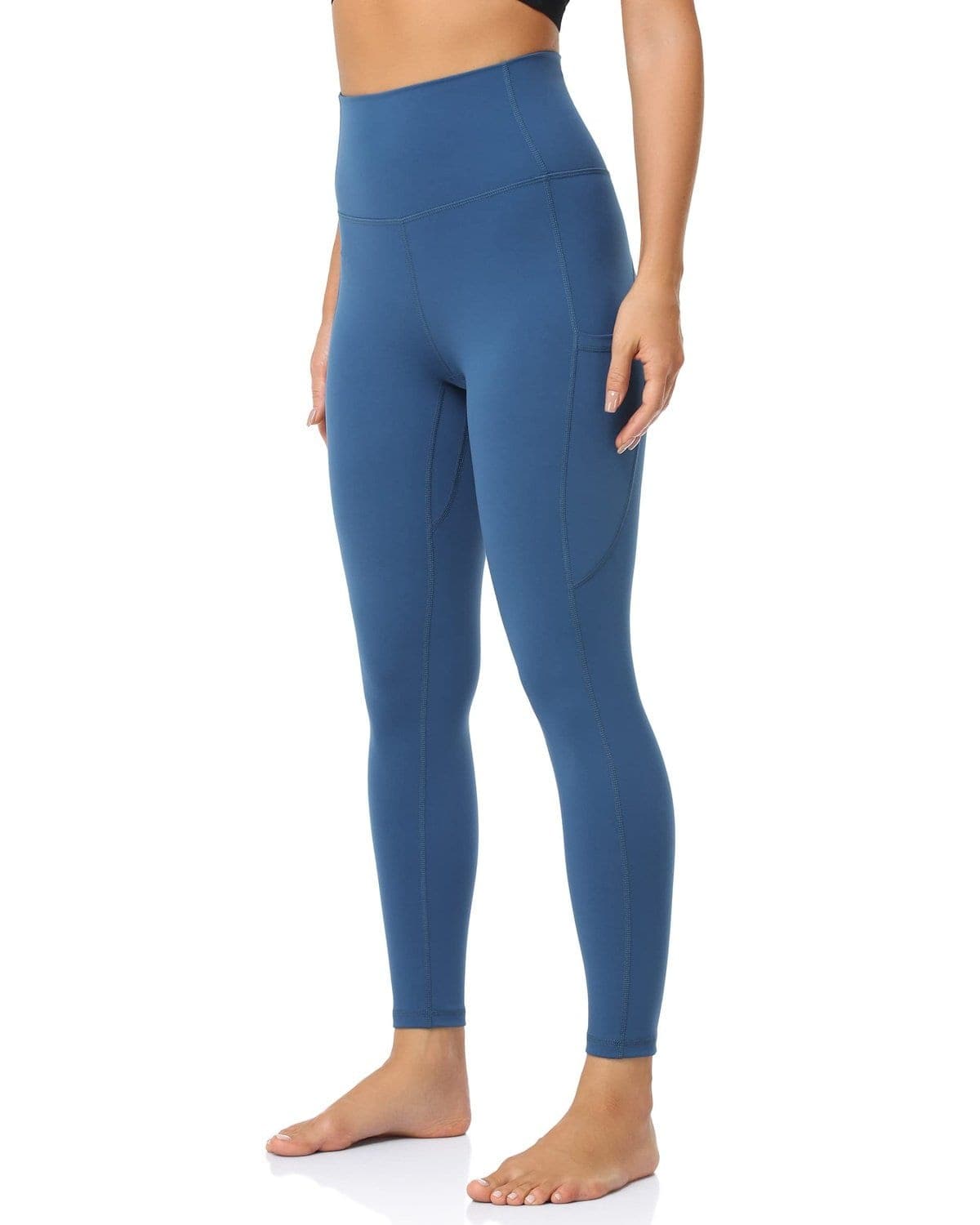 25’’ High Waisted Athletic Pants With Pocket - blue high-waisted leggings #color_ Blue Pansy / XS