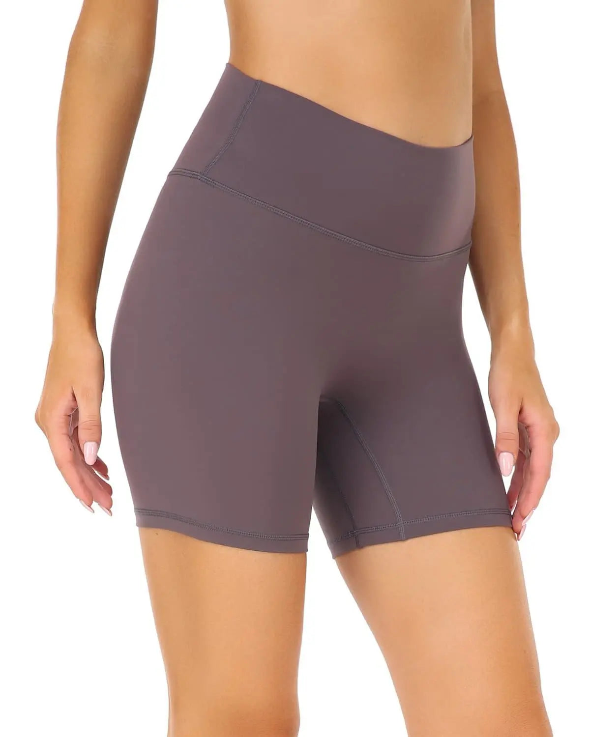 6’’ No Front Seam Biker Shorts - mauve athletic shorts #color_ Dusty Purple / XS