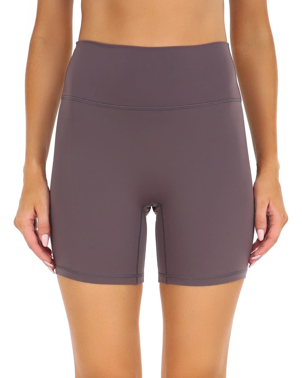6’’ No Front Seam Biker Shorts - high-waisted gray biker shorts #color_