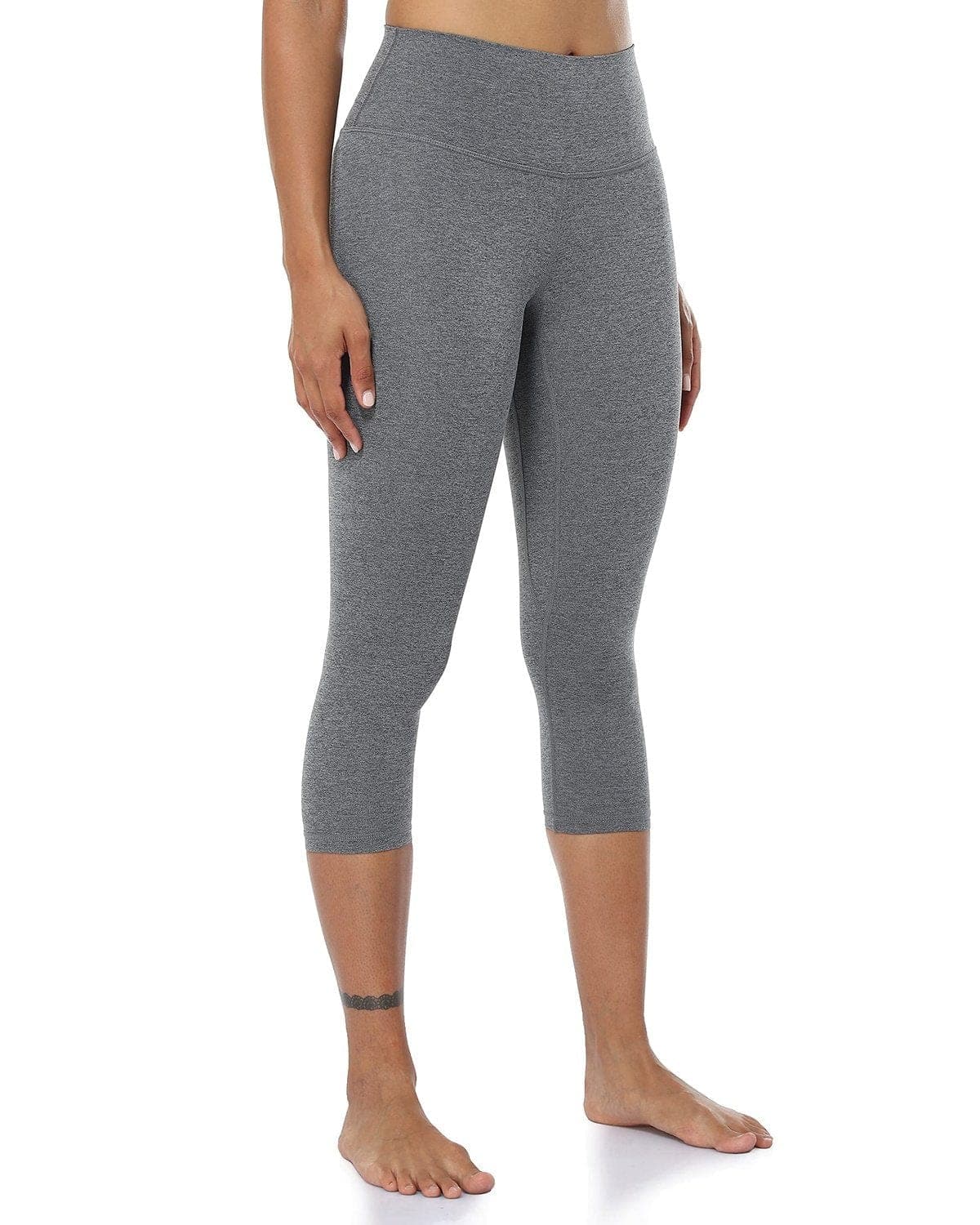 21’’ High Waisted Capris - gray cropped leggings #color_