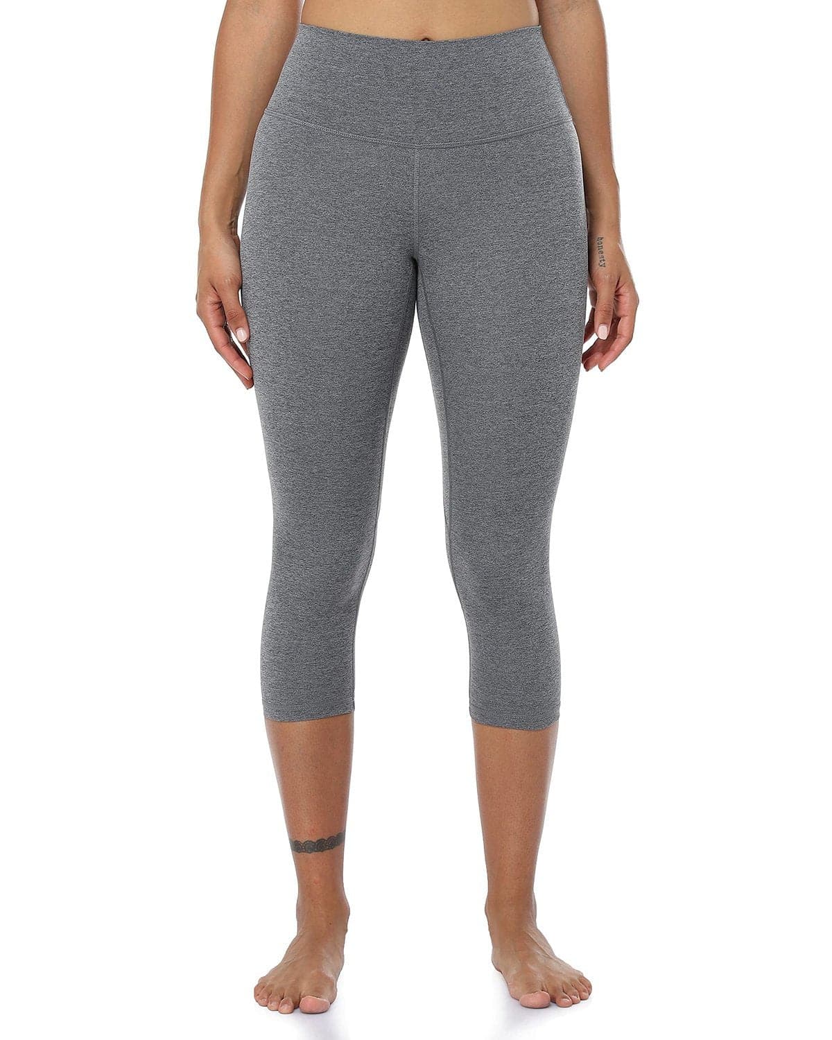 21’’ High Waisted Capris - gray cropped leggings #color_