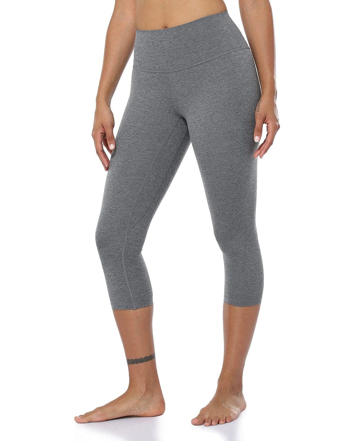 21’’ High Waisted Capris - gray cropped leggings #color_