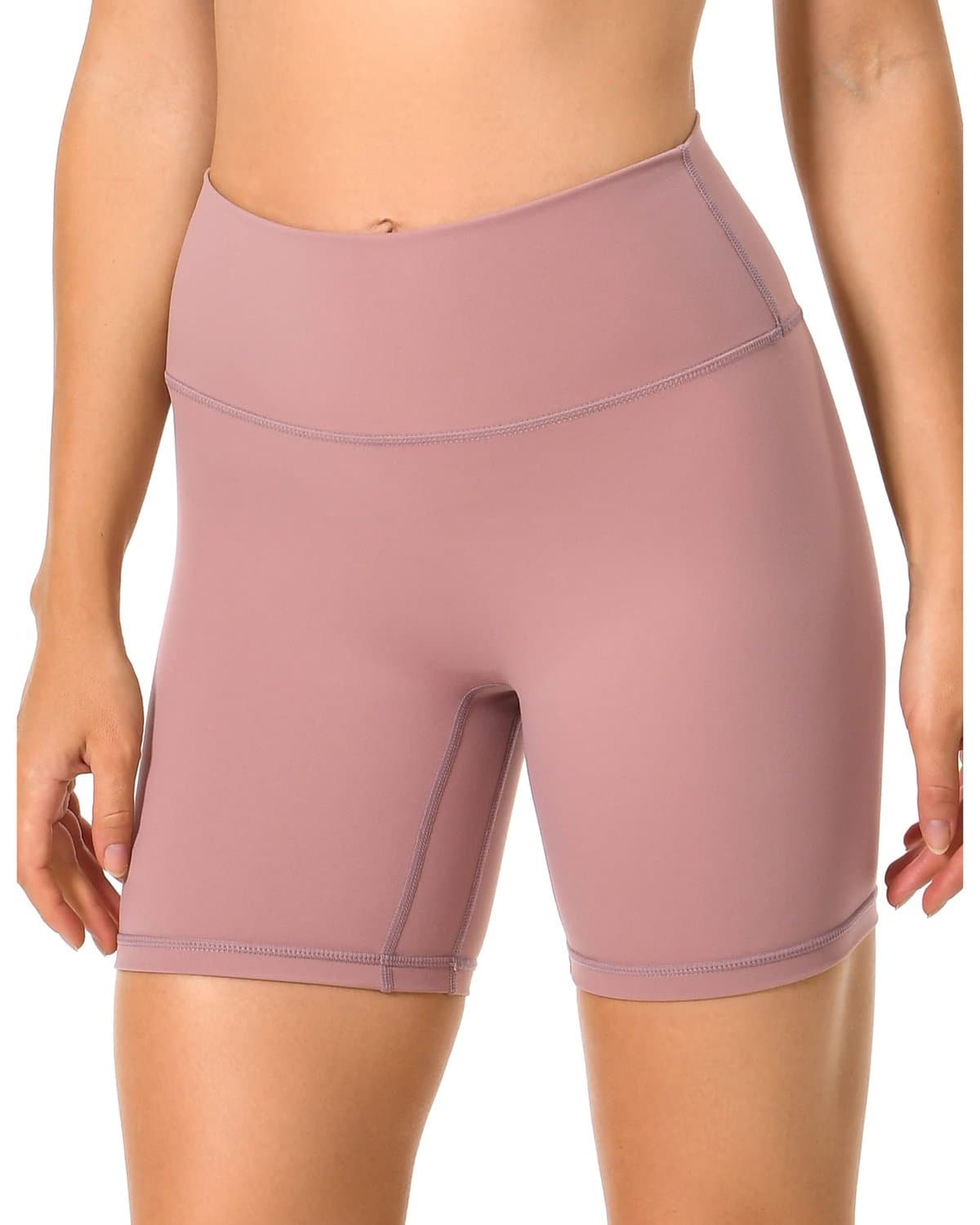 6’’ No Front Seam Biker Shorts - mauve athletic shorts #color_