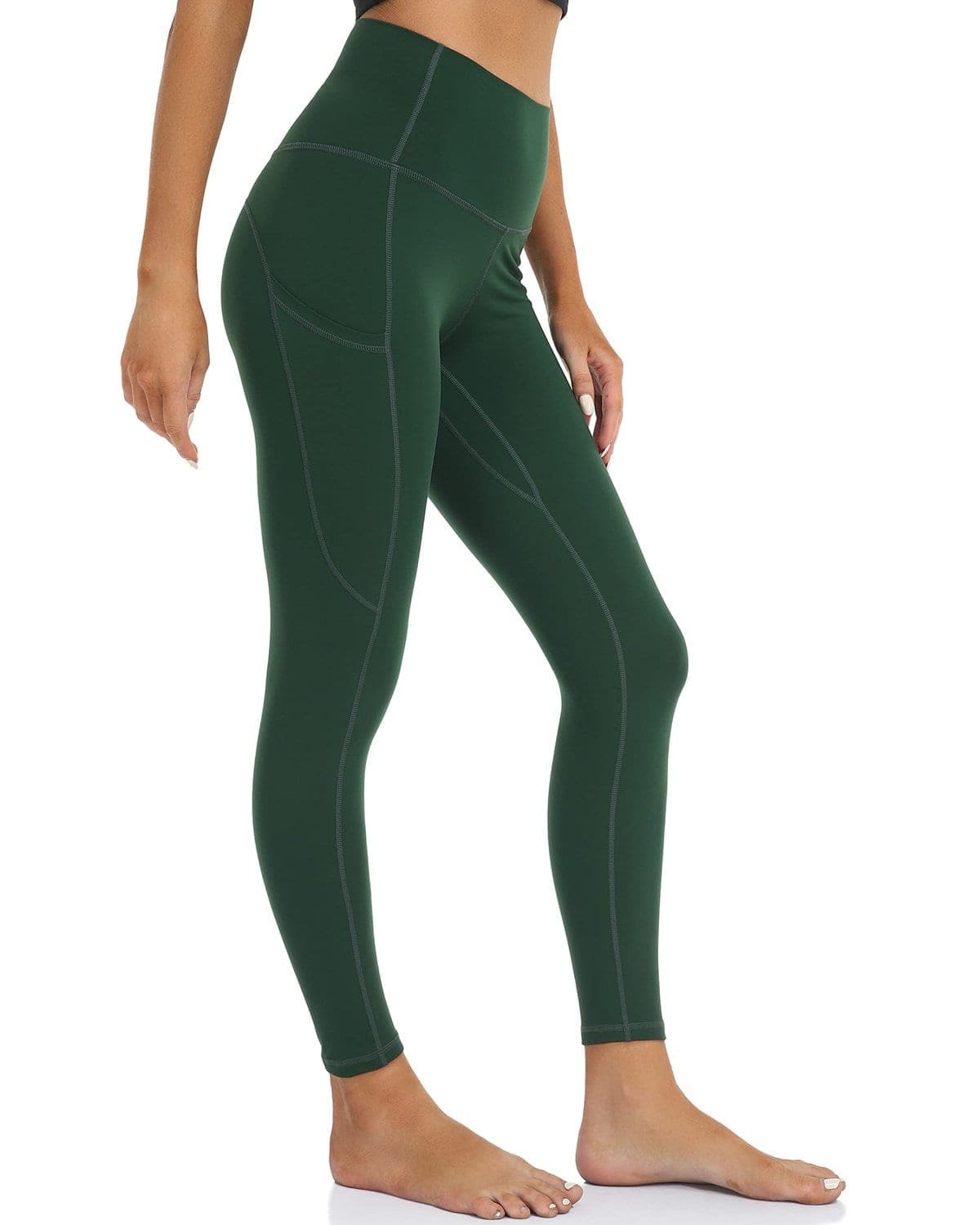 25’’ High Waisted Athletic Pants With Pocket - green athletic leggings #color_ Posy Green / XS