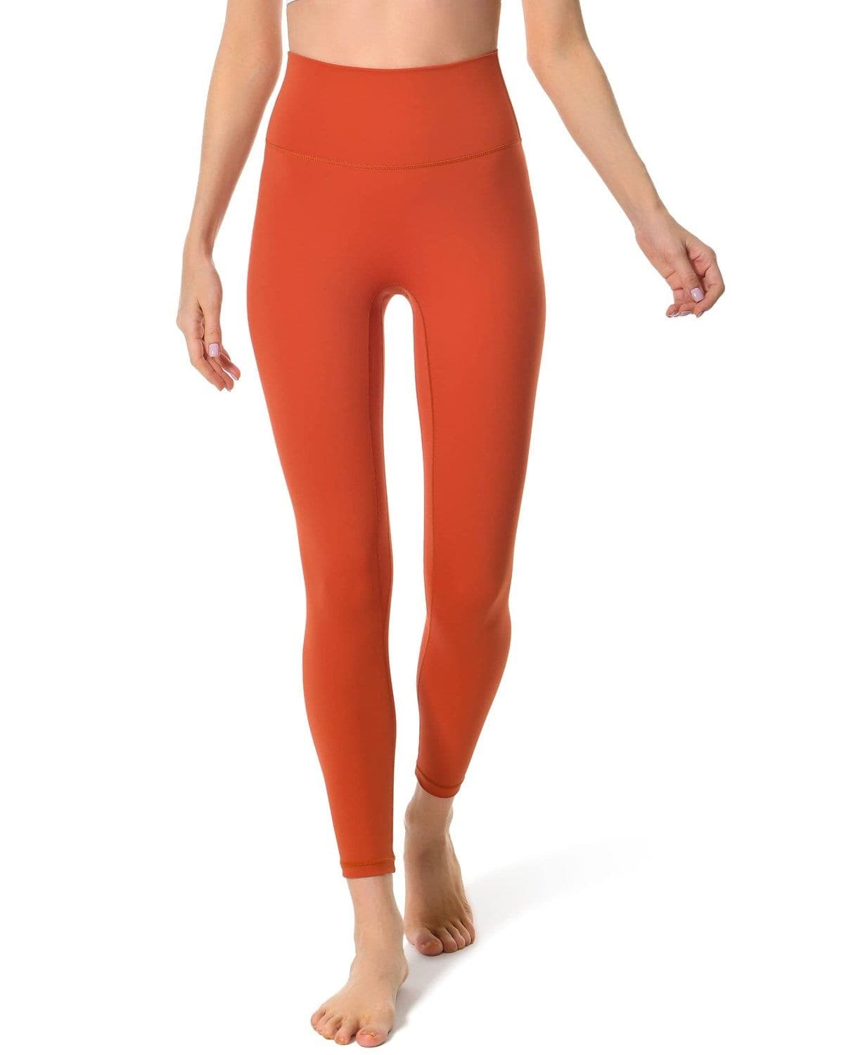 25’’ High Waisted Seamless Workout Leggings - high-waisted orange leggings #color_ Redwood / XS