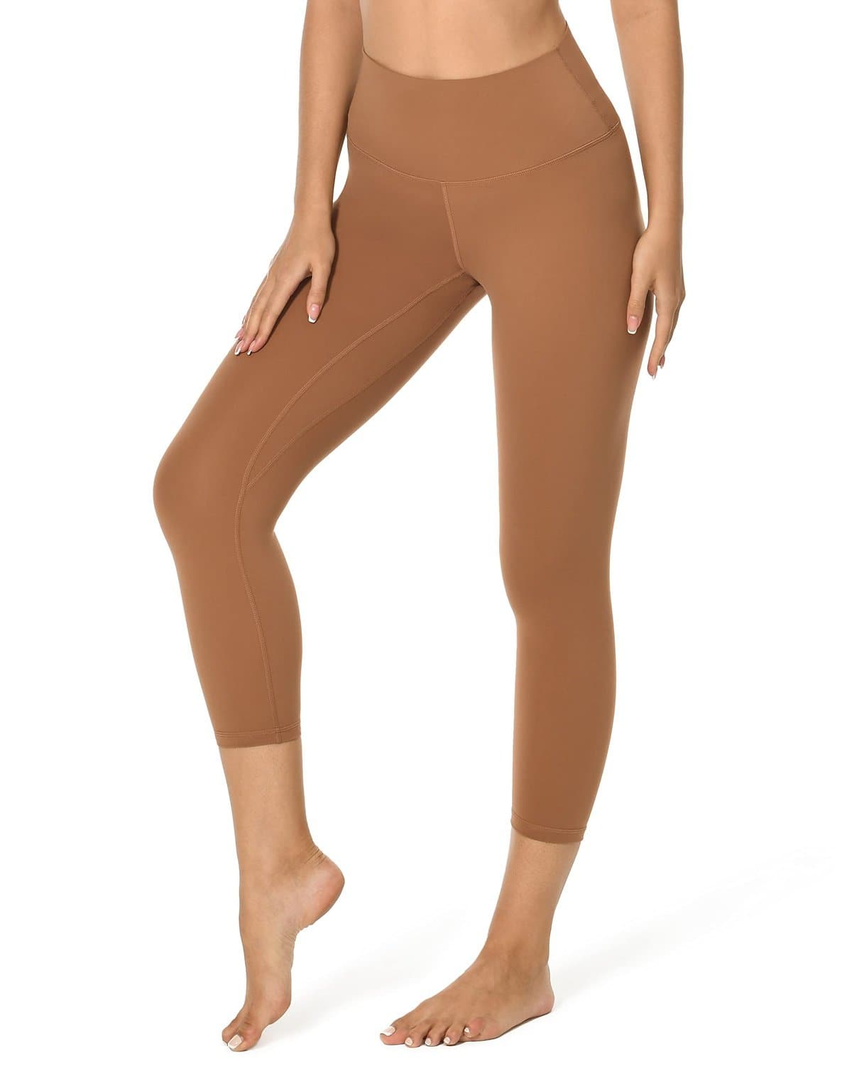 21’’ High Waisted Capris - brown cropped leggings #color_