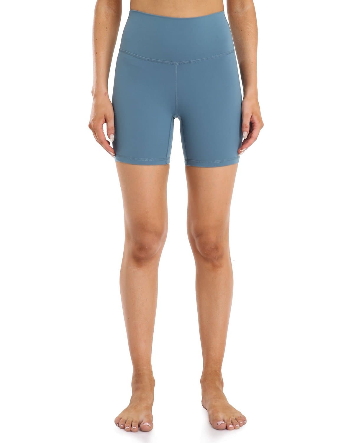 6’’ High Waisted Athletic Shorts - blue athletic shorts #color_ Steel Blue / XS
